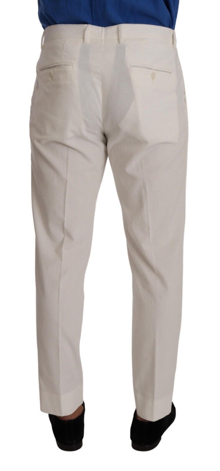 Dolce &amp; Gabbana Pantalon élégant en velours côtelé fuselé en blanc cassé