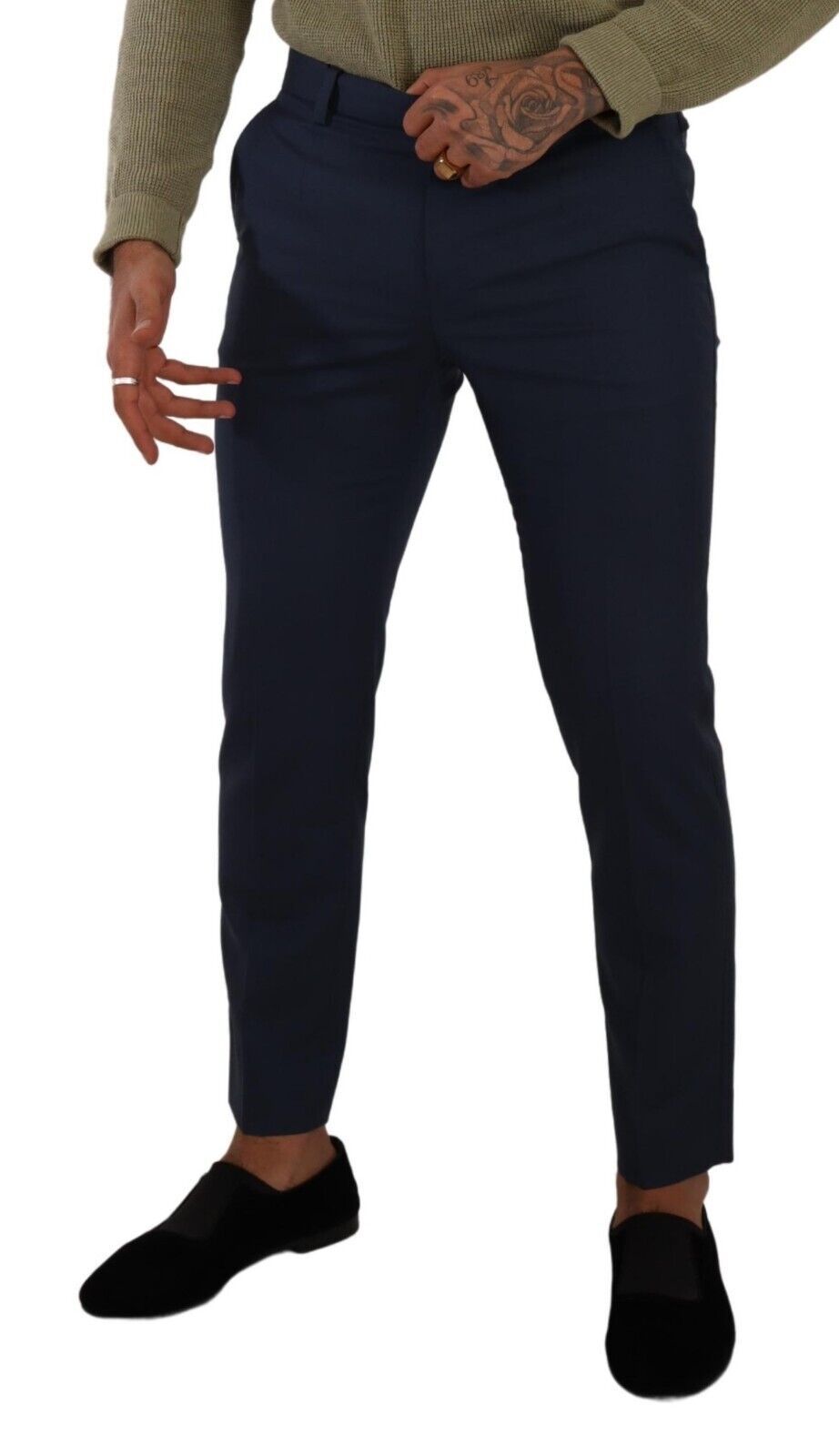 Dolce &amp; Gabbana Pantalon habillé élégant bleu foncé coupe slim