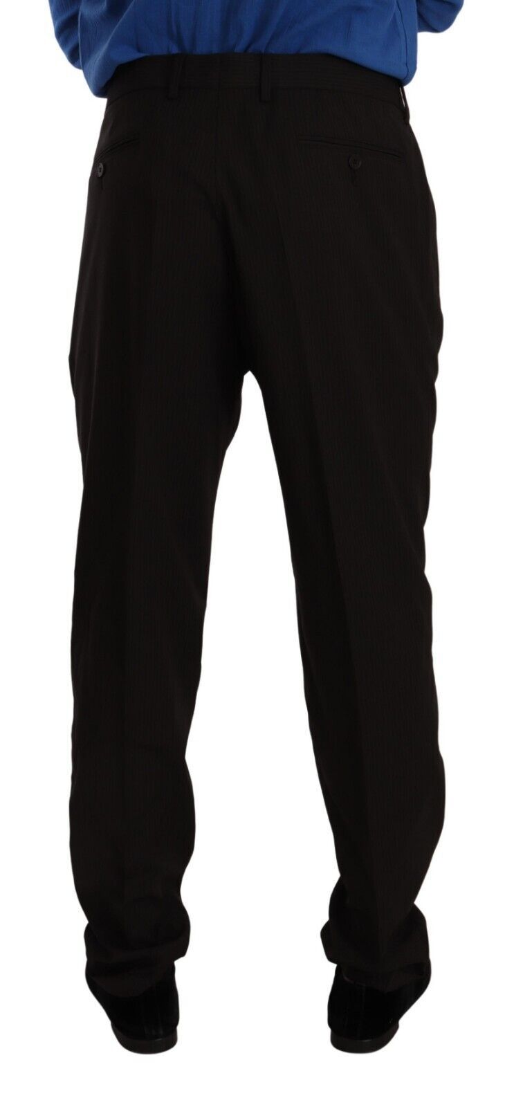 Dolce &amp; Gabbana Pantalon habillé en laine rayé marron élégant