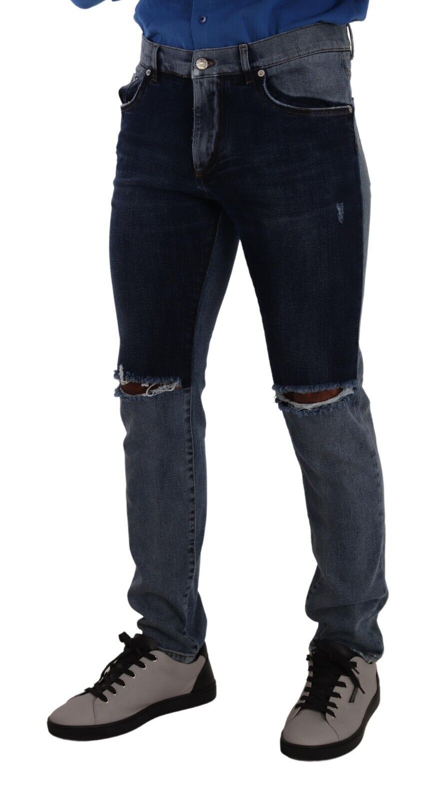 Dolce &amp; Gabbana Chic Denim en lambeaux coupe slim