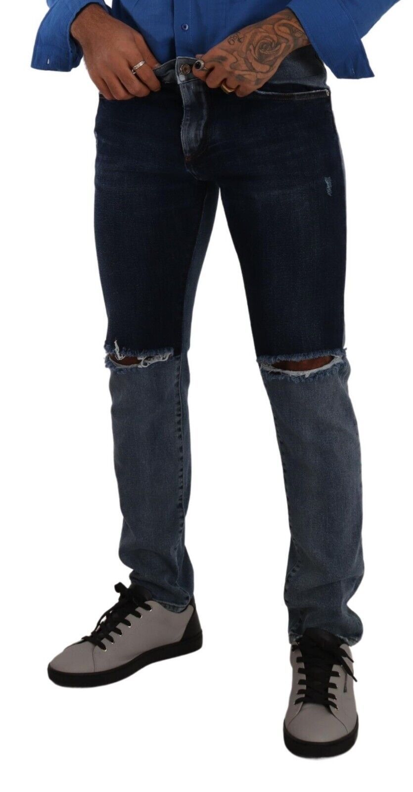 Dolce &amp; Gabbana Chic Denim en lambeaux coupe slim