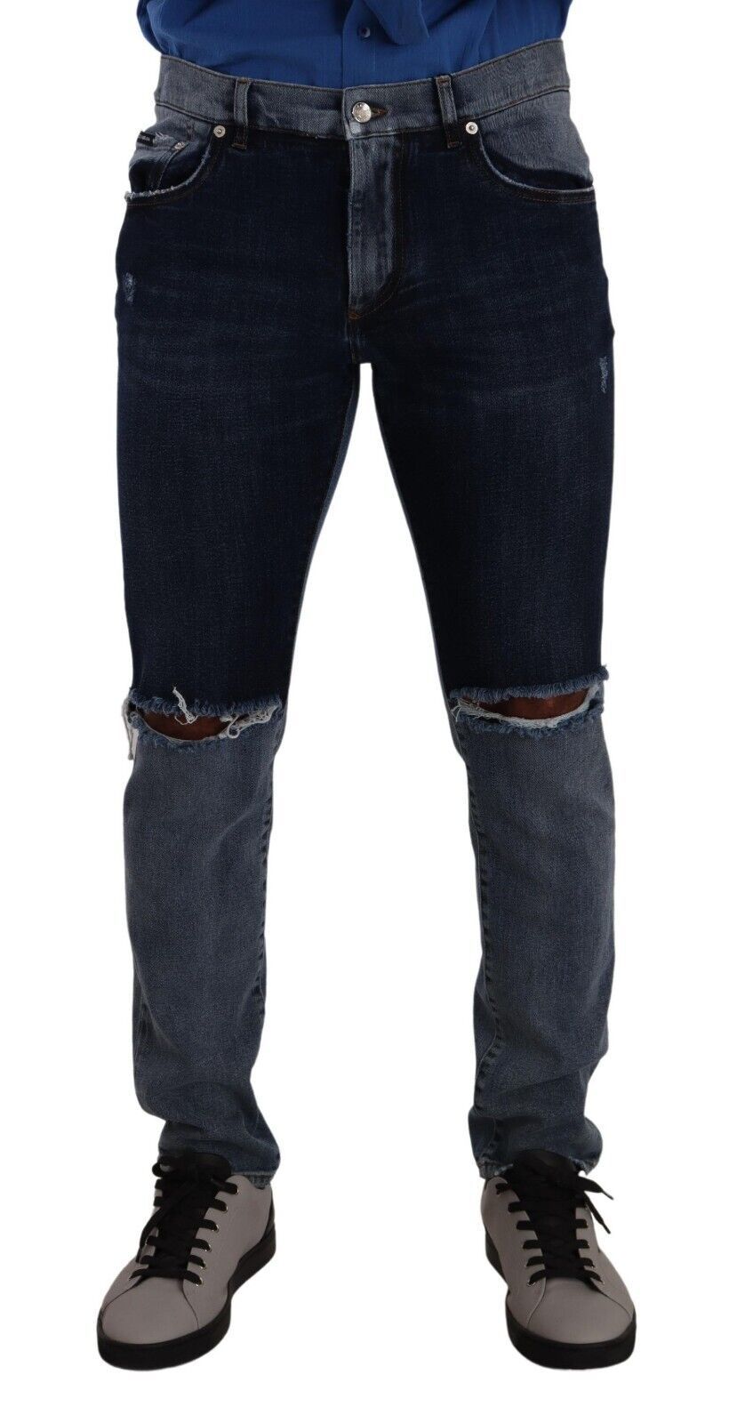 Dolce &amp; Gabbana Chic Denim en lambeaux coupe slim