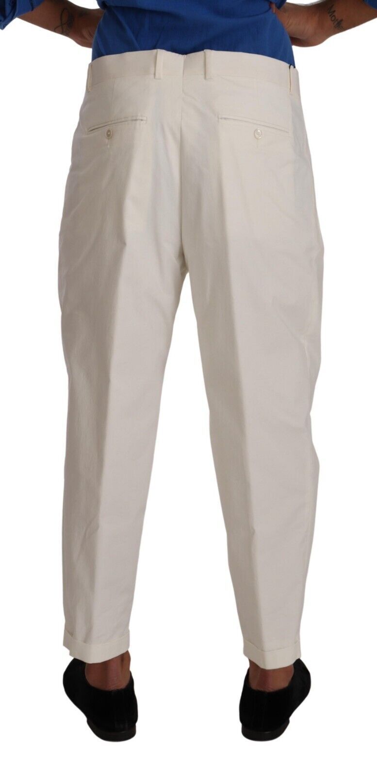 Dolce &amp; Gabbana Pantalon habillé élégant en coton stretch blanc