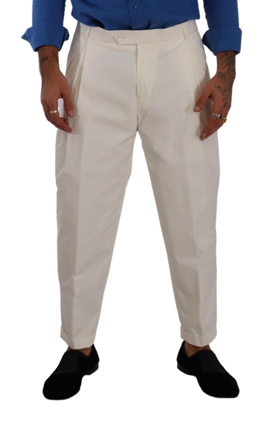 Dolce &amp; Gabbana Pantalon habillé élégant en coton stretch blanc