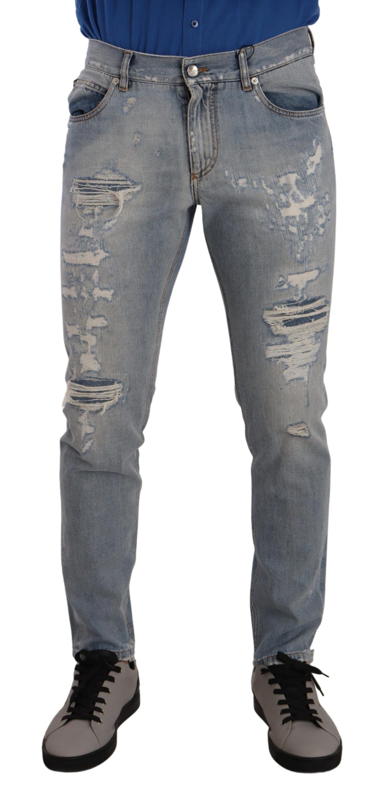 Dolce &amp; Gabbana Jean droit en denim bleu clair élégant