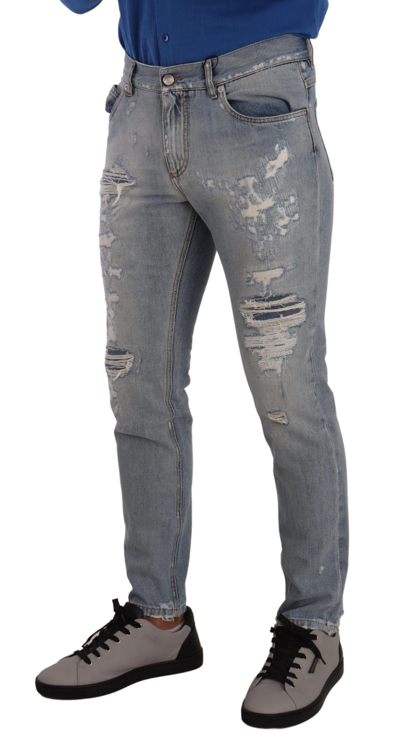 Dolce &amp; Gabbana Jean droit en denim bleu clair élégant