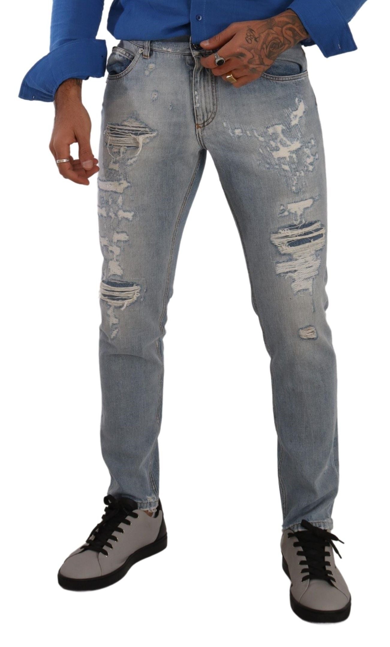 Dolce &amp; Gabbana Jean droit en denim bleu clair élégant