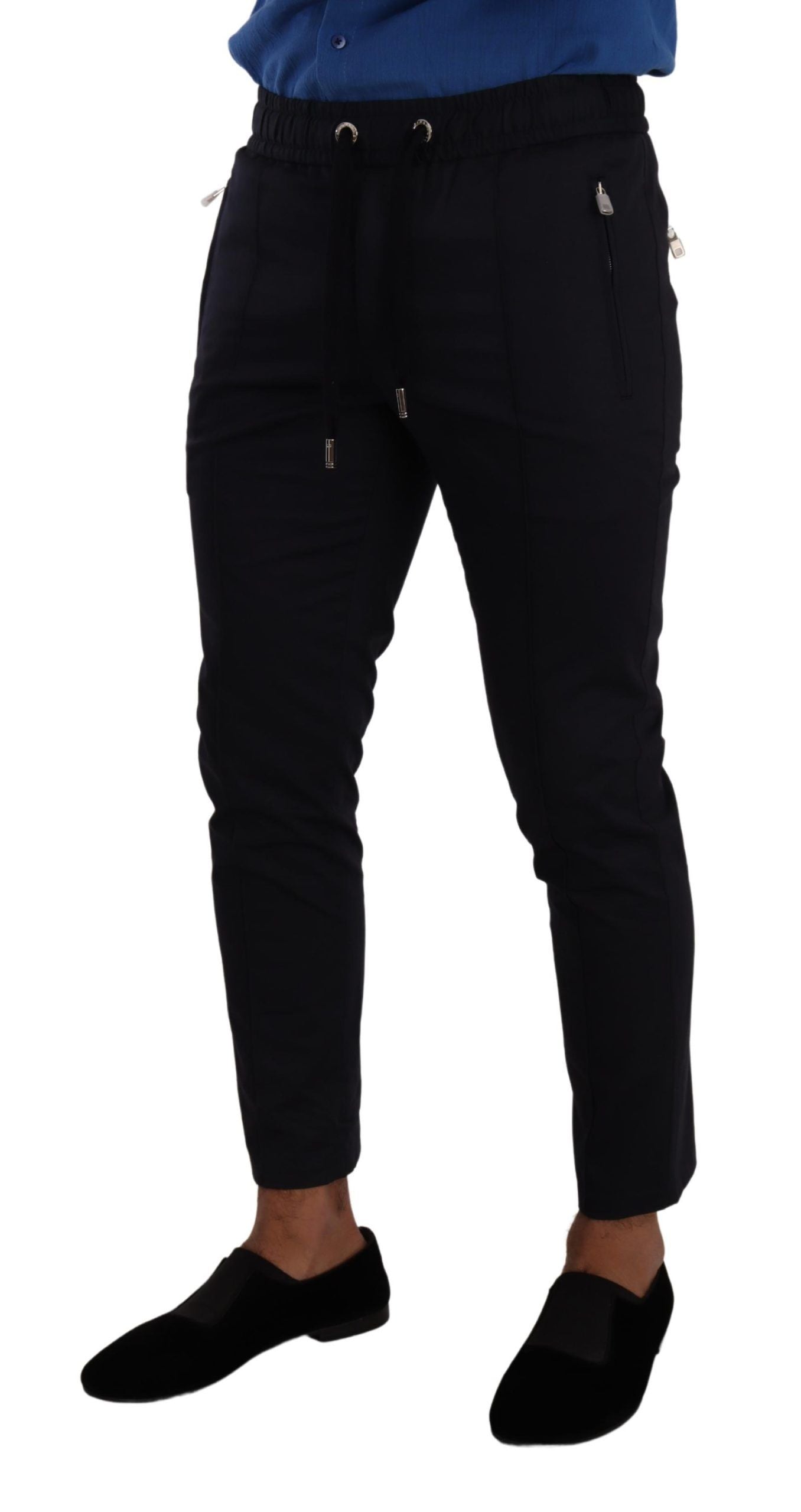 Dolce &amp; Gabbana Pantalon de jogging skinny élégant bleu foncé