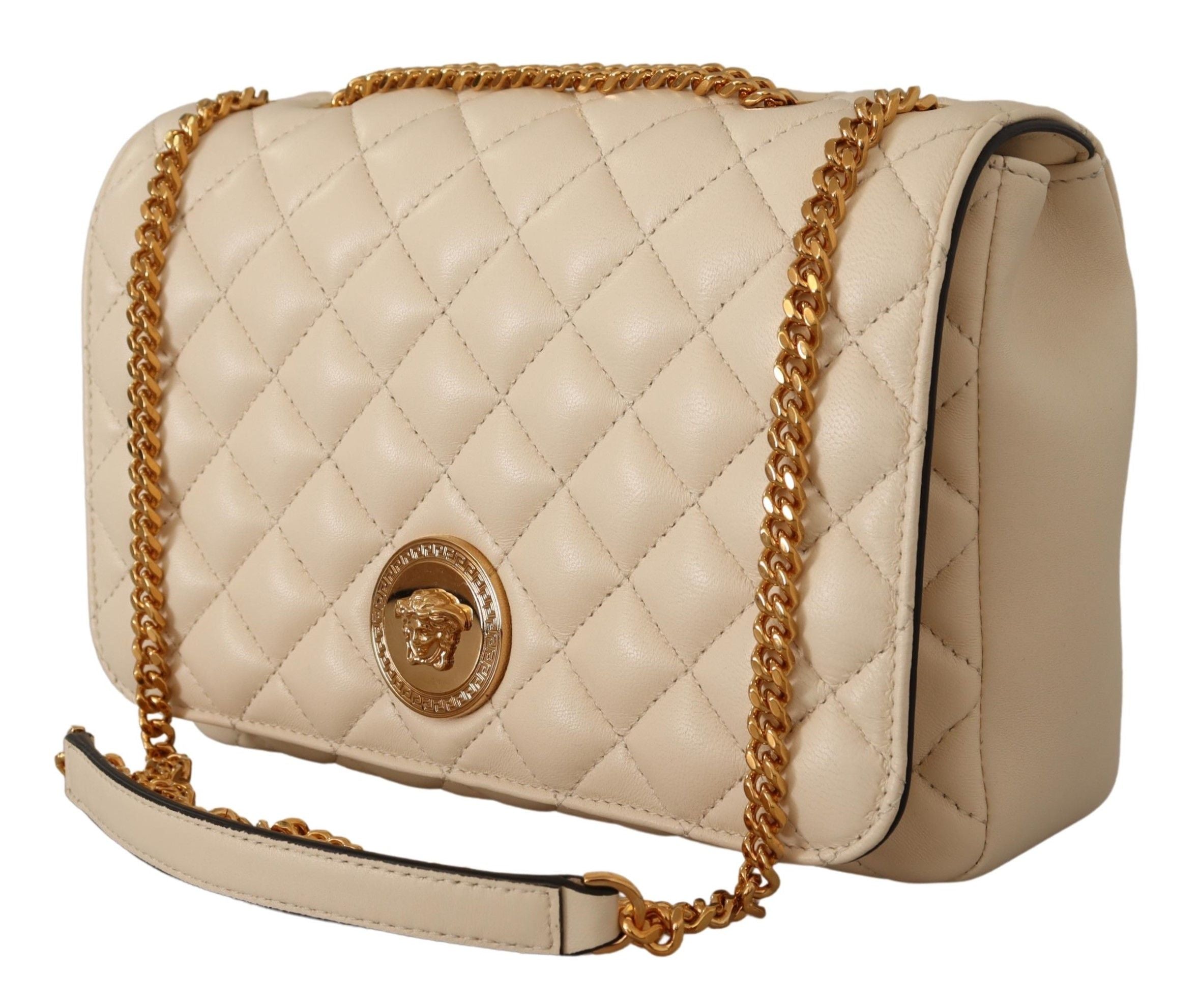 Versace élégant sac à bandoulière en cuir nappa blanc