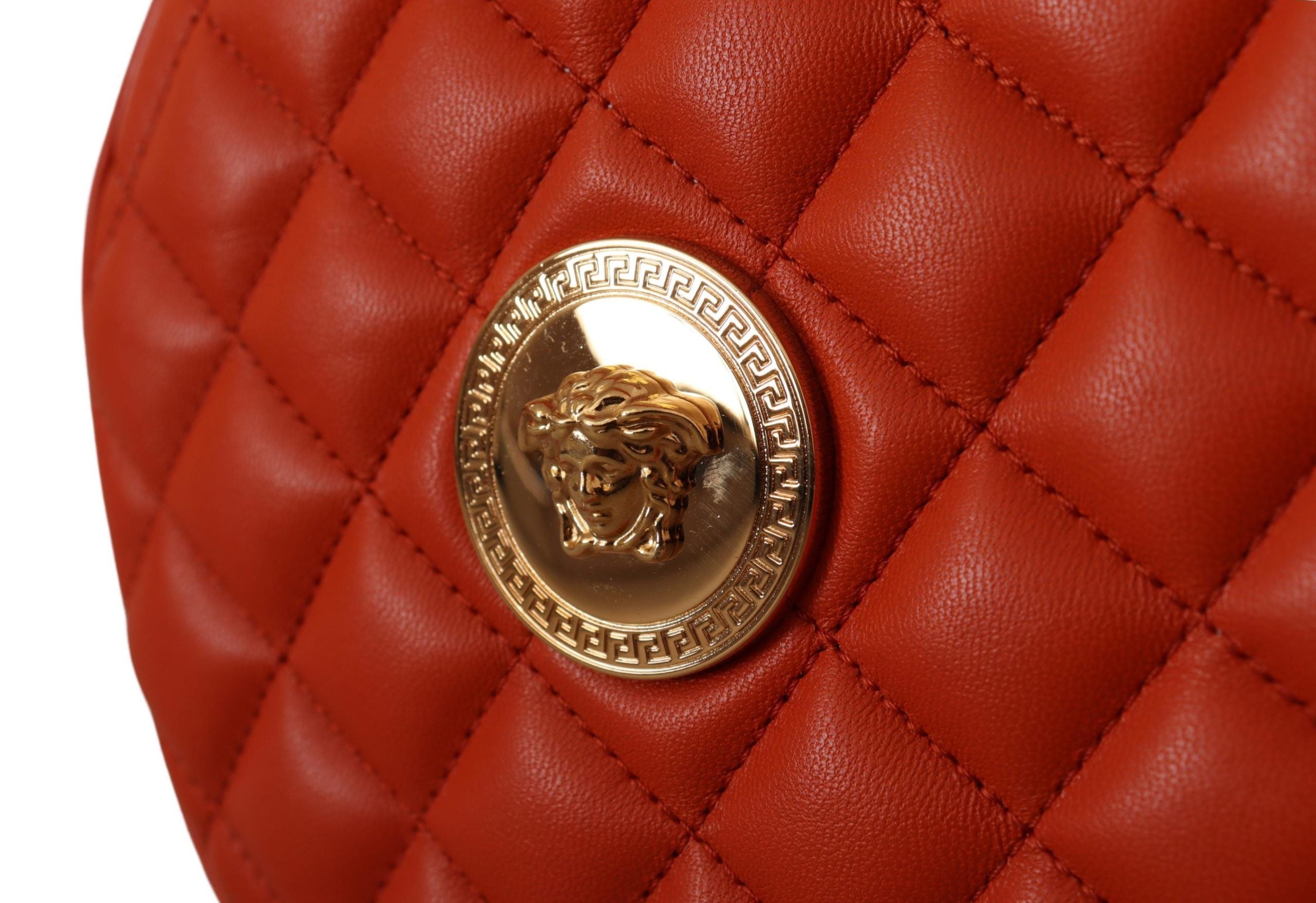 Versace élégant sac à bandoulière rond en cuir nappa