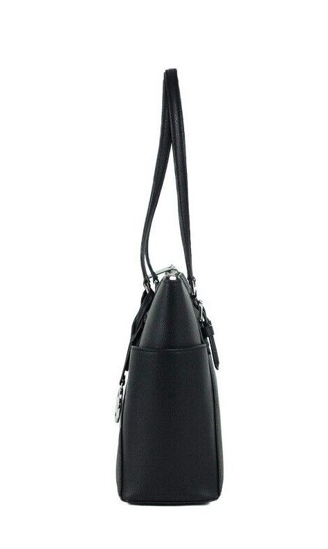 Michael Kors Charlotte Noir PVC Cuir Grand Top Zip Tote Sac à main Sac à main