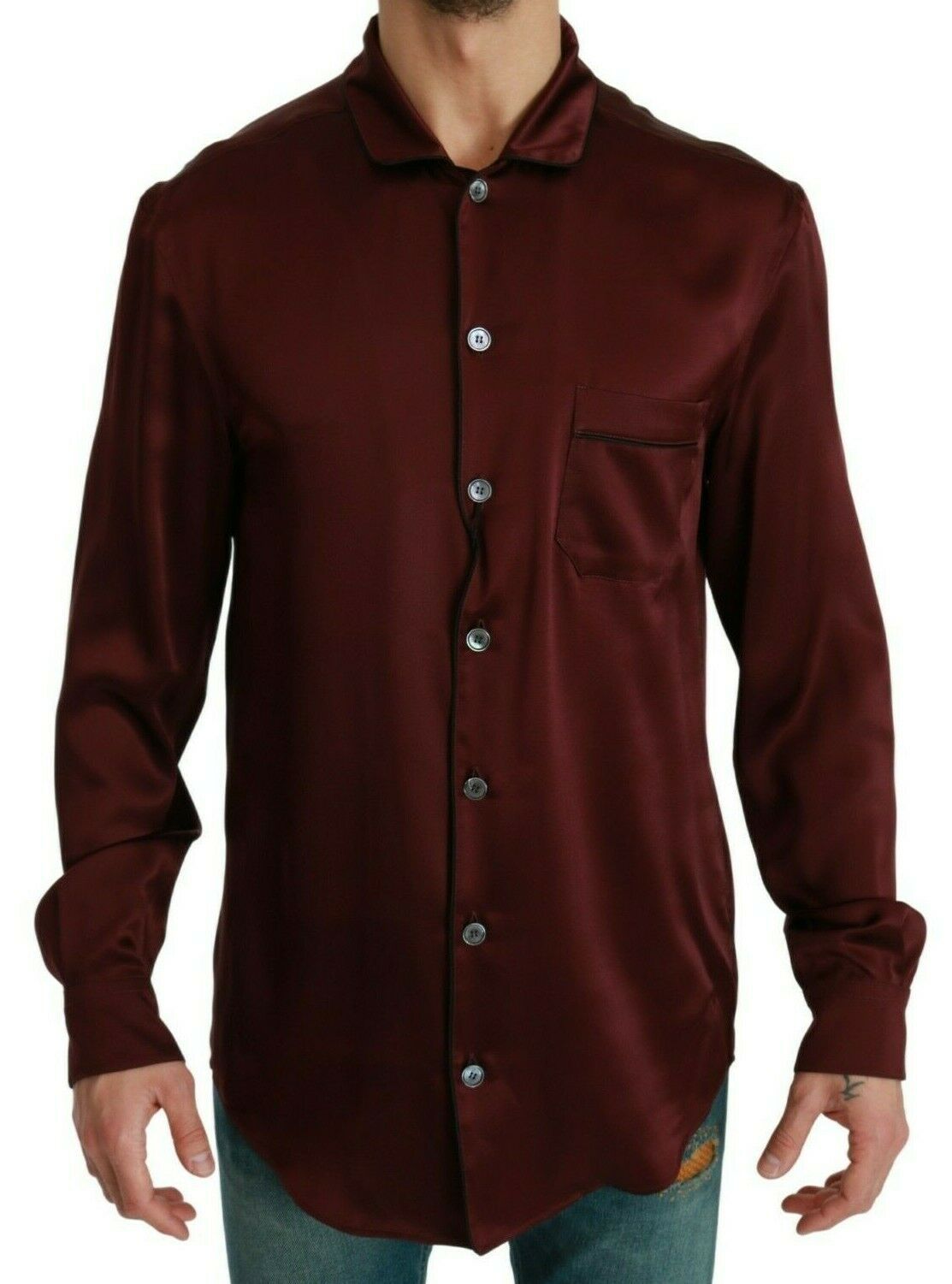 Chemise d'inspiration pyjama en soie bordeaux Dolce &amp; Gabbana