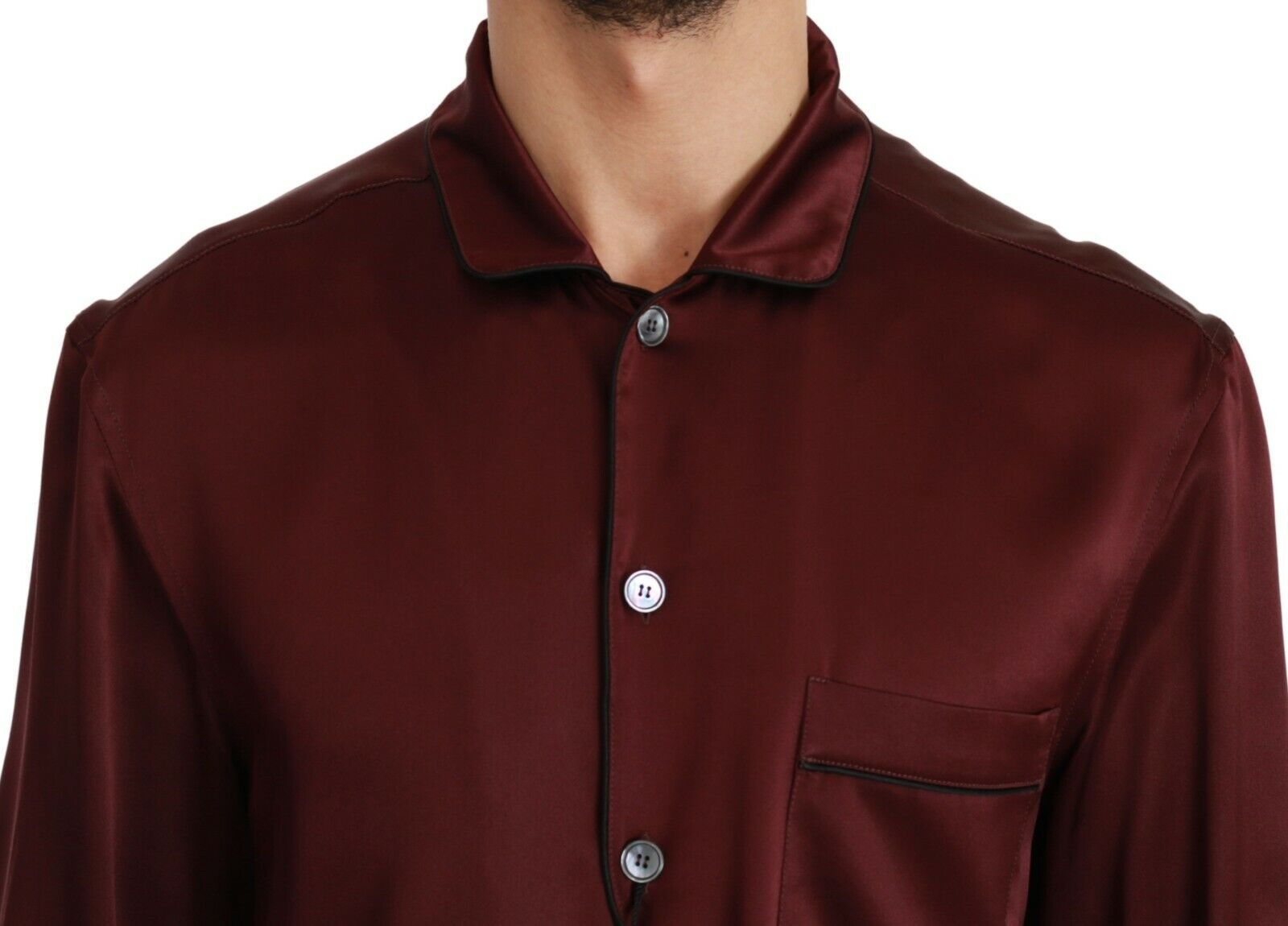 Chemise d'inspiration pyjama en soie bordeaux Dolce &amp; Gabbana