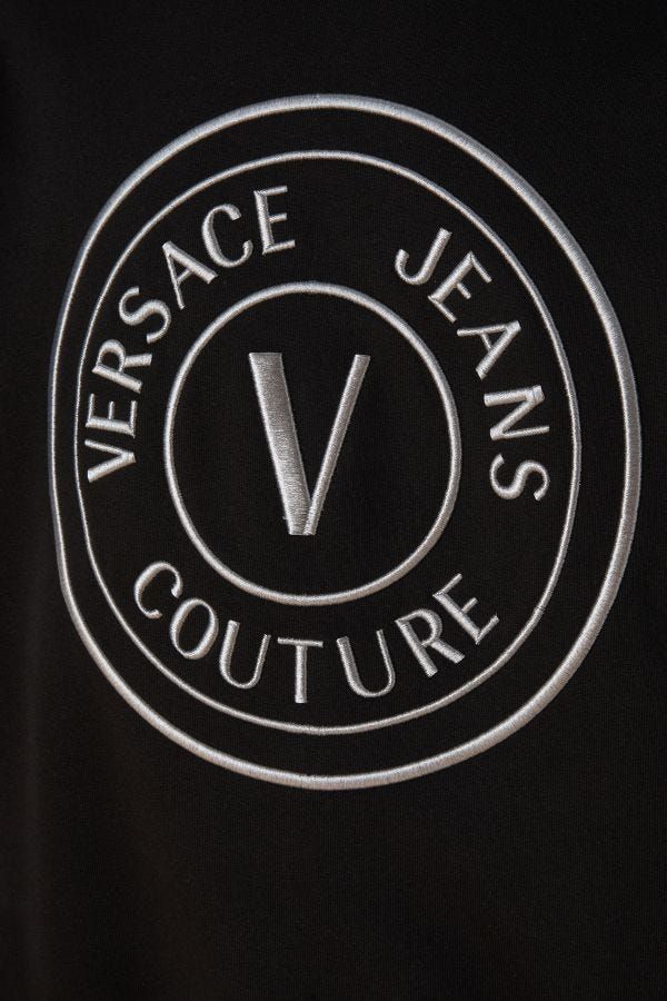 Versace Jeans Superbe sweat-shirt à capuche en coton noir