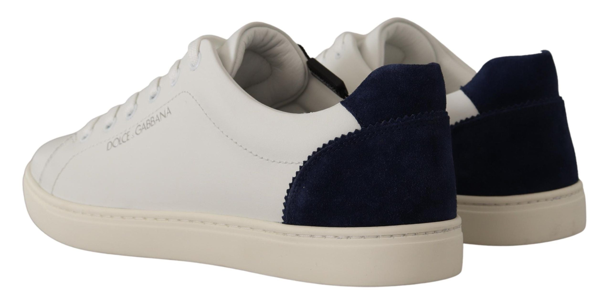 Dolce &amp; Gabbana élégantes baskets basses en cuir blanches et bleues