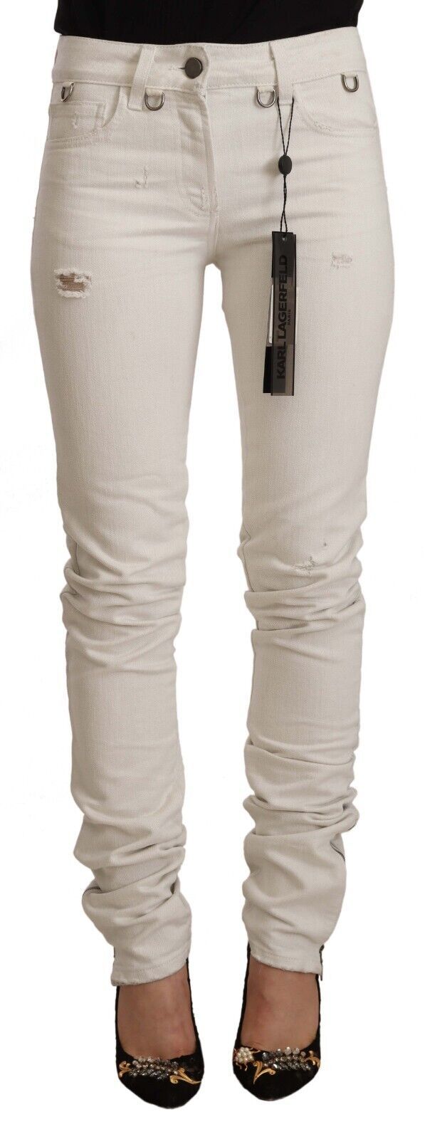 Karl Lagerfeld Jean slim blanc chic taille moyenne