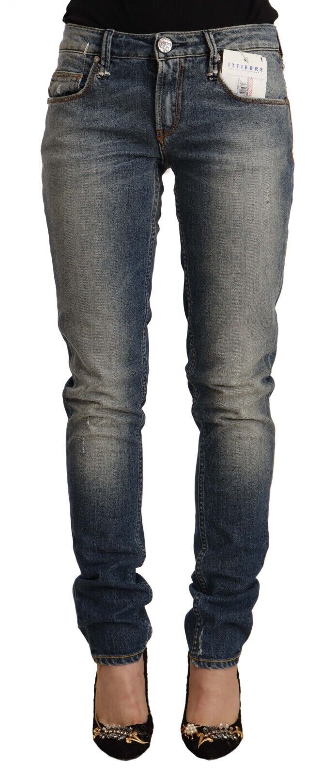 Jean skinny bleu délavé en mélange de coton Acht