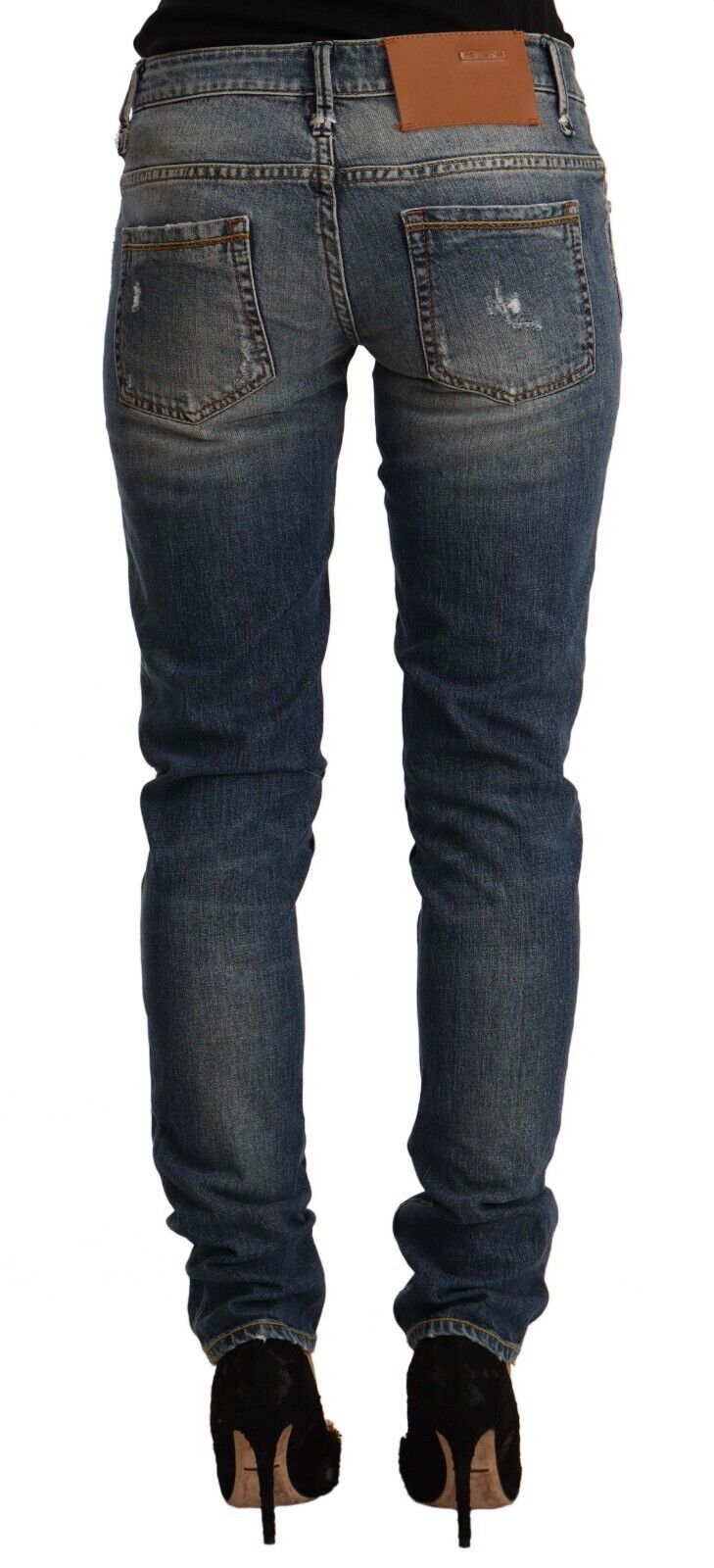 Jean skinny bleu délavé en mélange de coton Acht