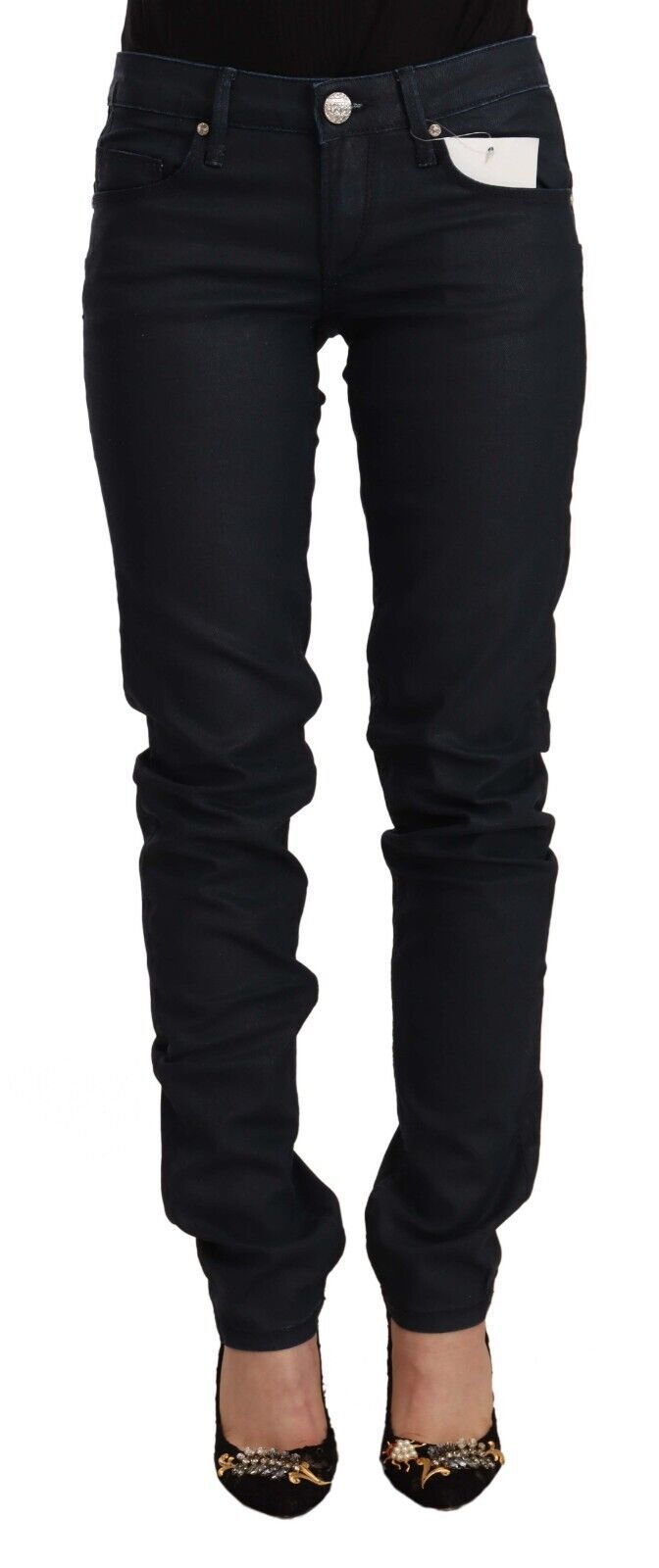 Acht Chic Taille Basse Skinny Denim Noir