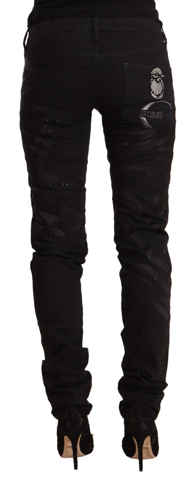 Just Cavalli - Jean slim noir élégant orné