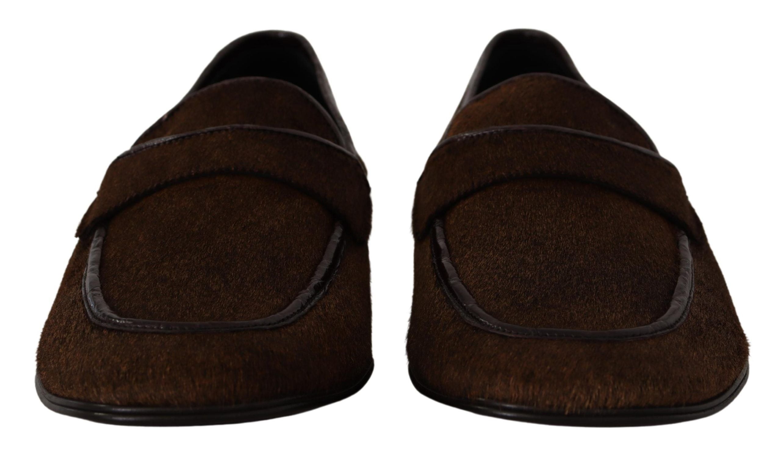 Dolce &amp; Gabbana Mocassins élégants en cuir marron Caiman