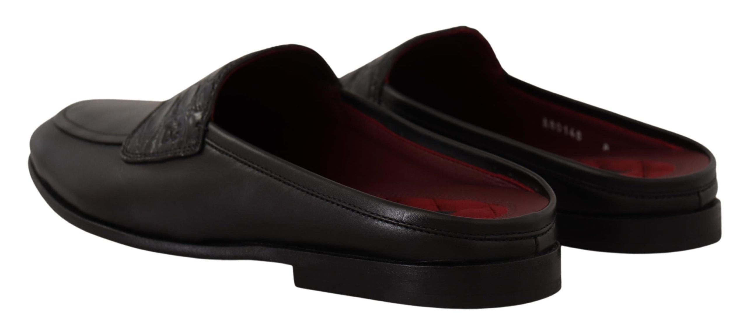 Dolce &amp; Gabbana Claquettes en cuir noir et bordeaux exquises