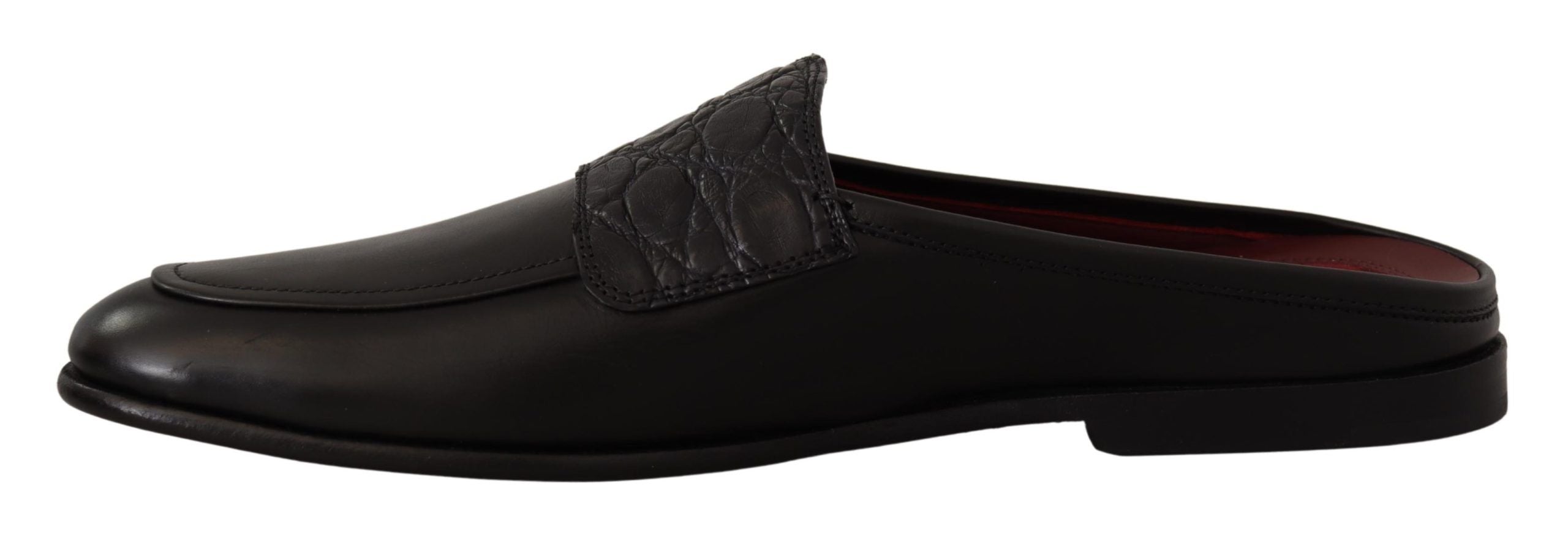 Dolce &amp; Gabbana Claquettes en cuir noir et bordeaux exquises