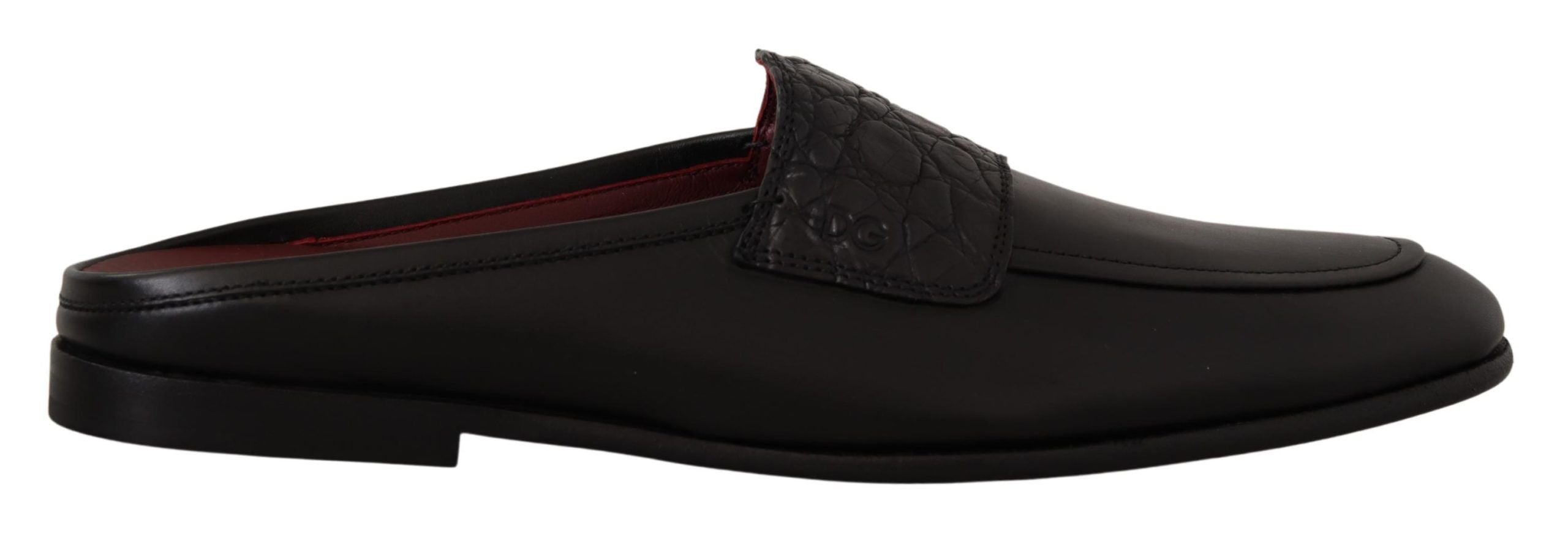 Dolce &amp; Gabbana Claquettes en cuir noir et bordeaux exquises