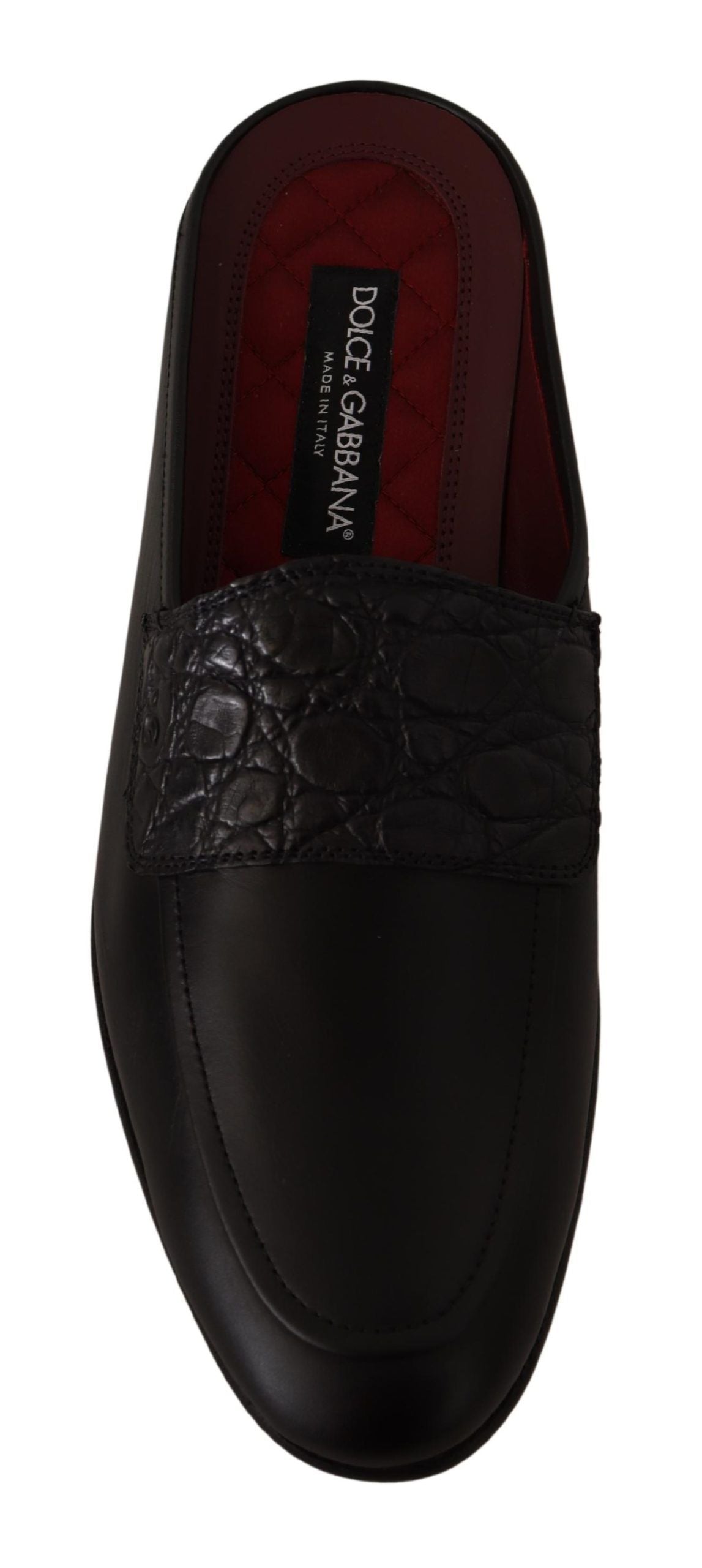 Dolce &amp; Gabbana Claquettes en cuir noir et bordeaux exquises