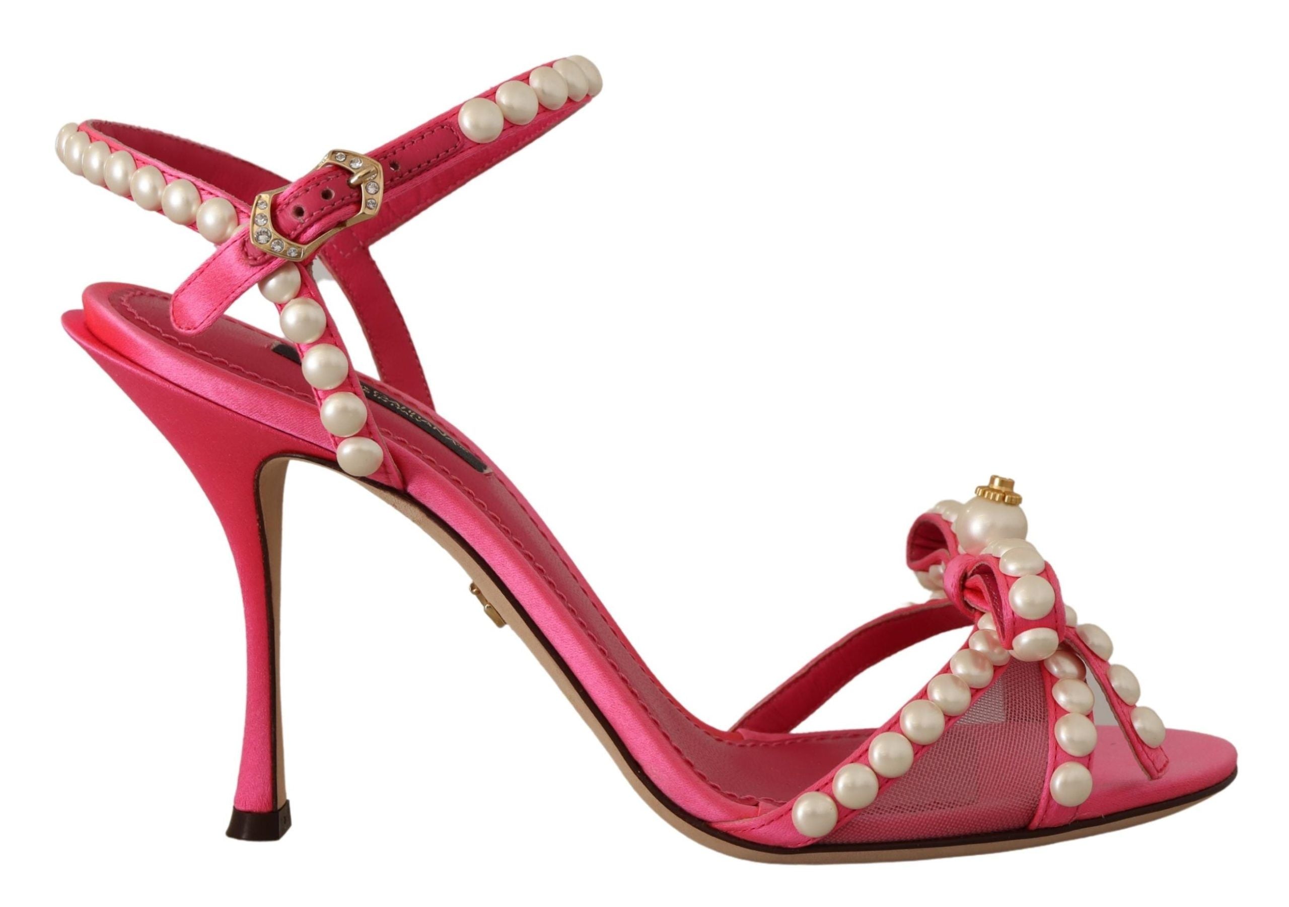 Dolce &amp; Gabbana Sandales à talons ornées de perles roses élégantes