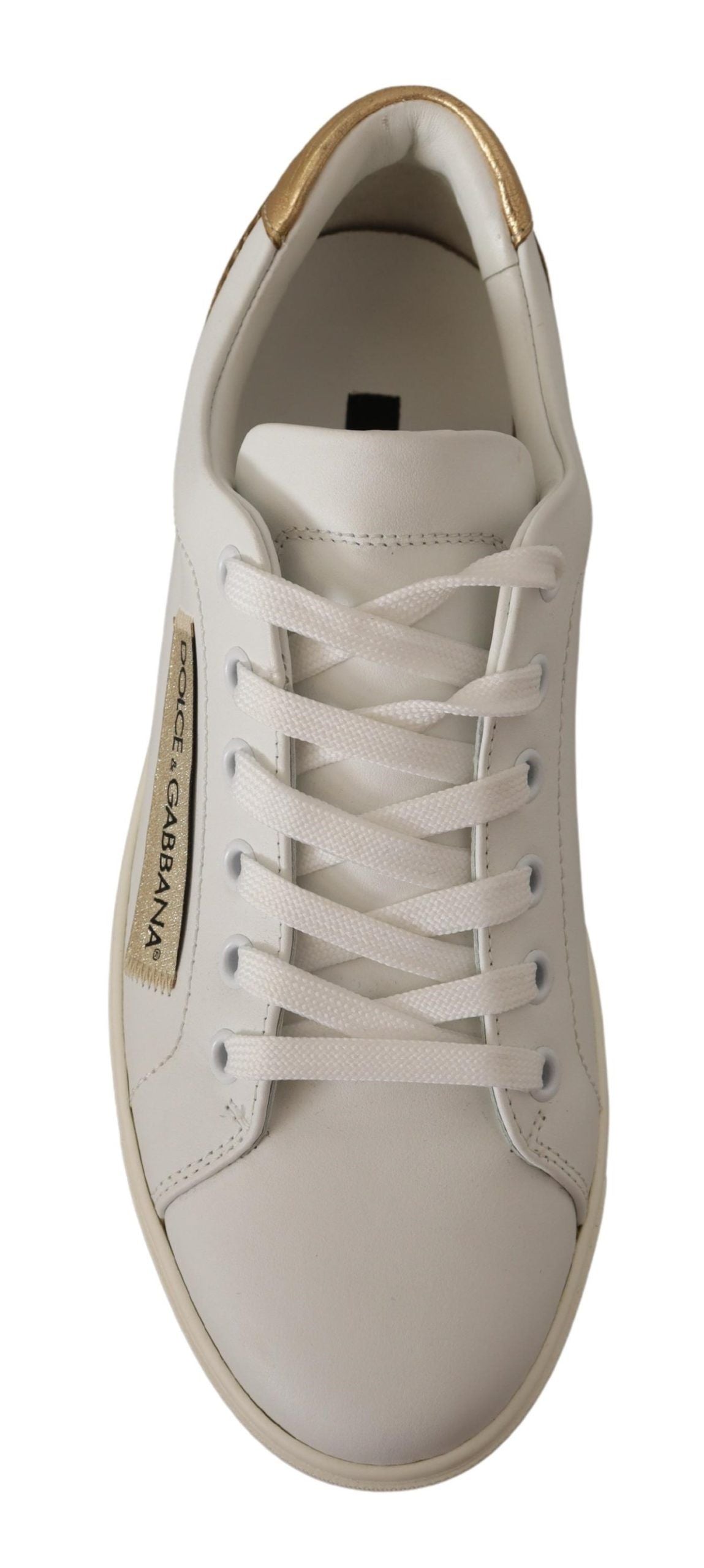 Dolce &amp; Gabbana Baskets élégantes en cuir blanc avec accents dorés