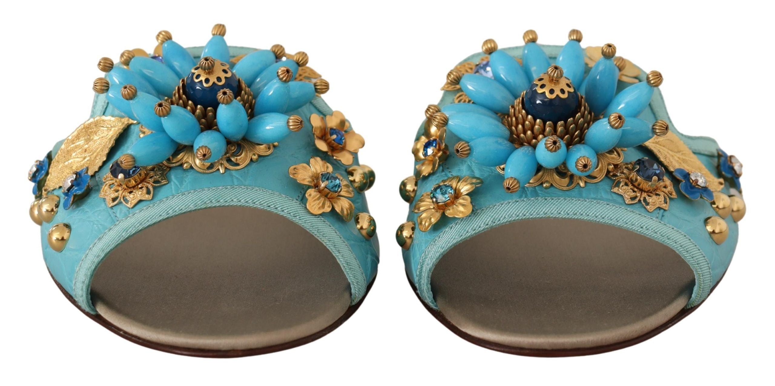 Dolce &amp; Gabbana Exquises sandales en cuir exotique ornées de cristaux