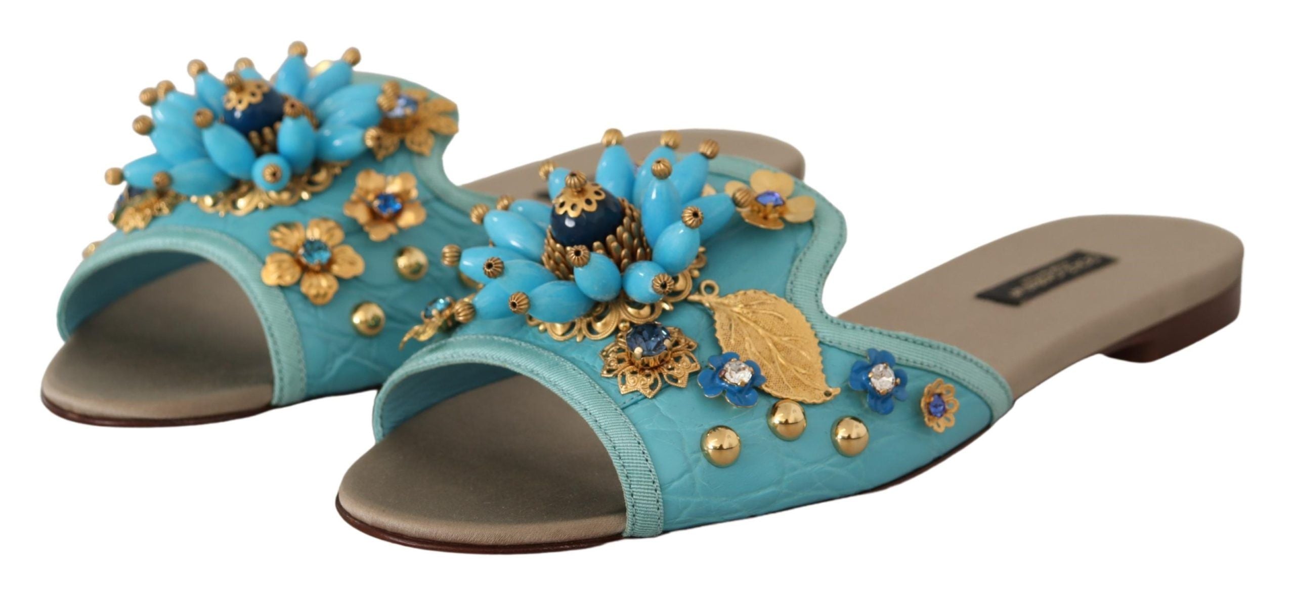 Dolce &amp; Gabbana Exquises sandales en cuir exotique ornées de cristaux