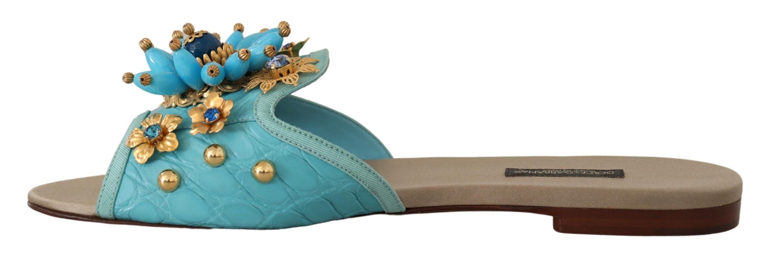 Dolce &amp; Gabbana Exquises sandales en cuir exotique ornées de cristaux