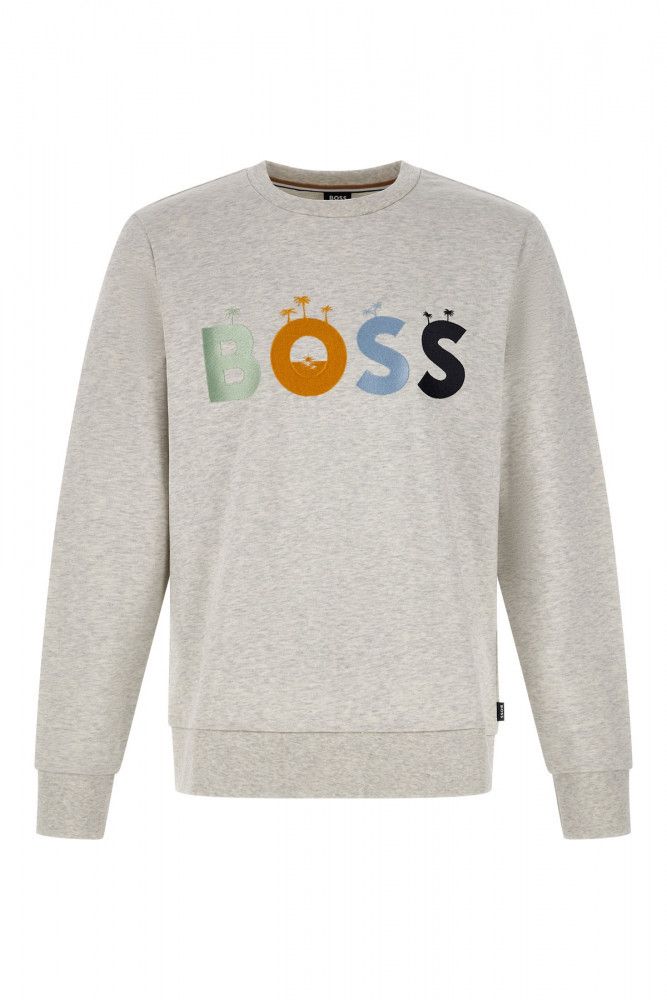 Hugo Boss Sweat-shirt élégant en coton à col rond gris