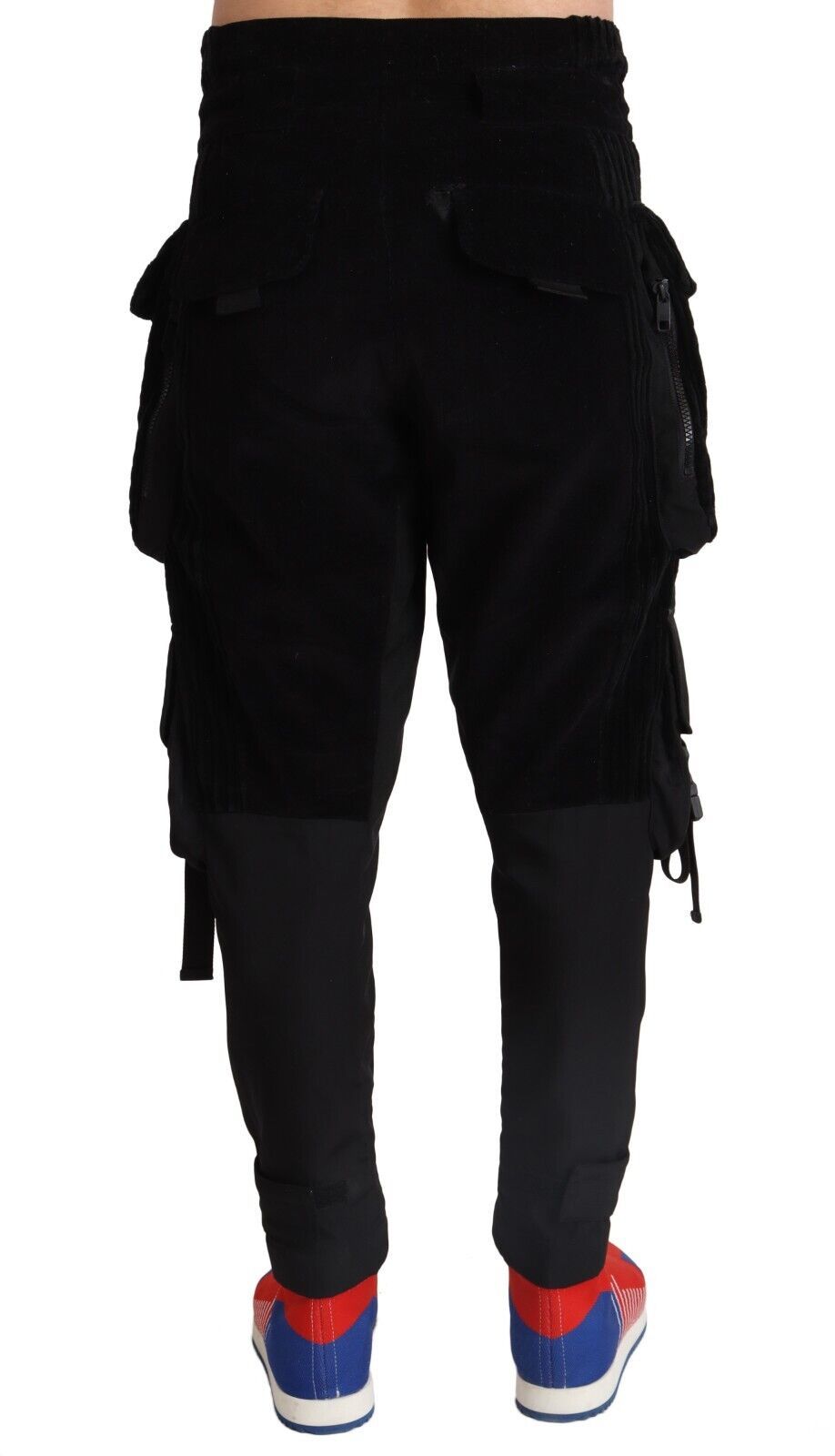 Dolce &amp; Gabbana Pantalon cargo noir élégant en velours côtelé