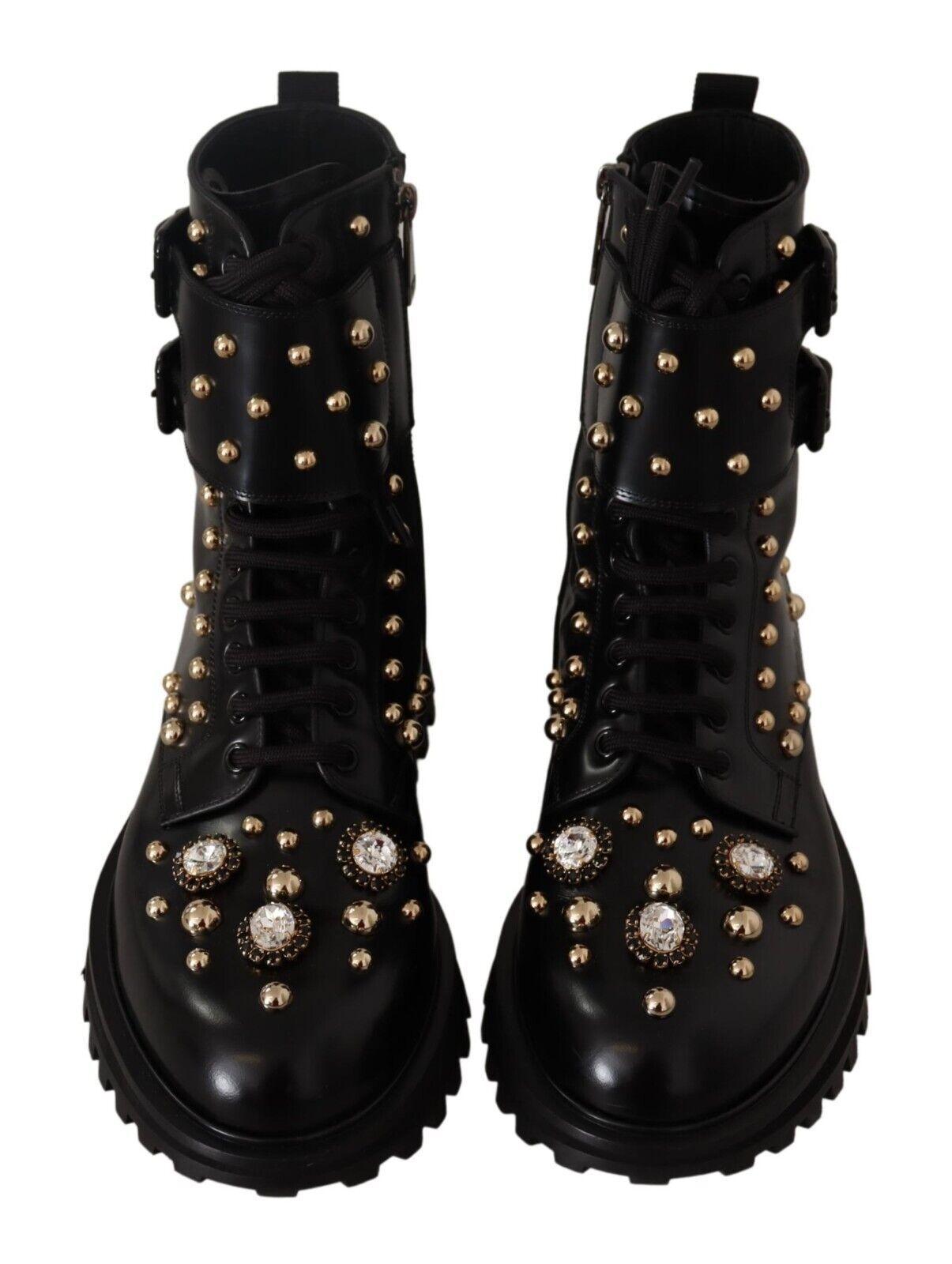 Dolce &amp; Gabbana Bottes formelles noires à clous de cristaux