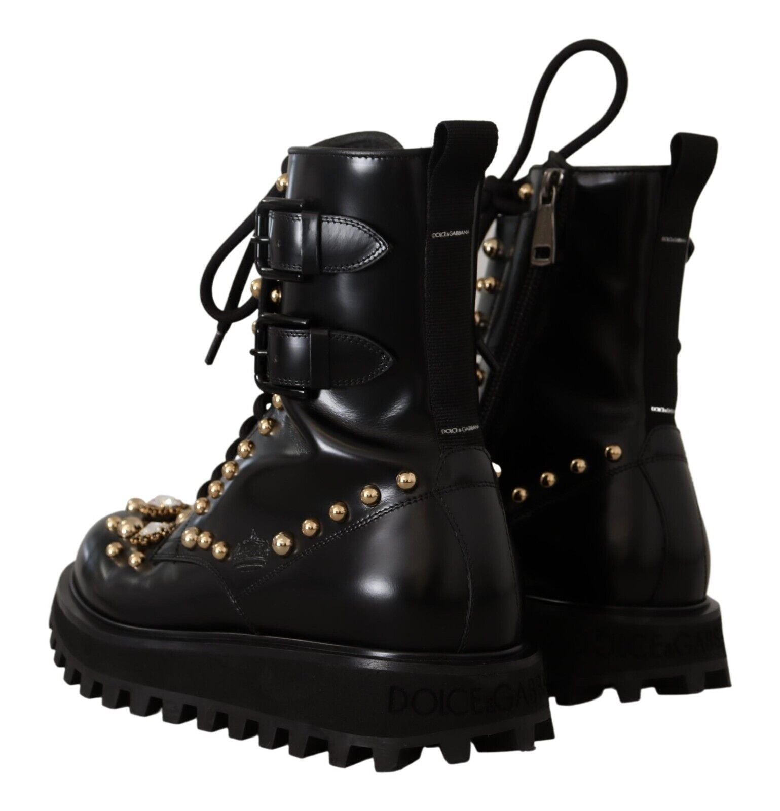 Dolce &amp; Gabbana Bottes formelles noires à clous de cristaux