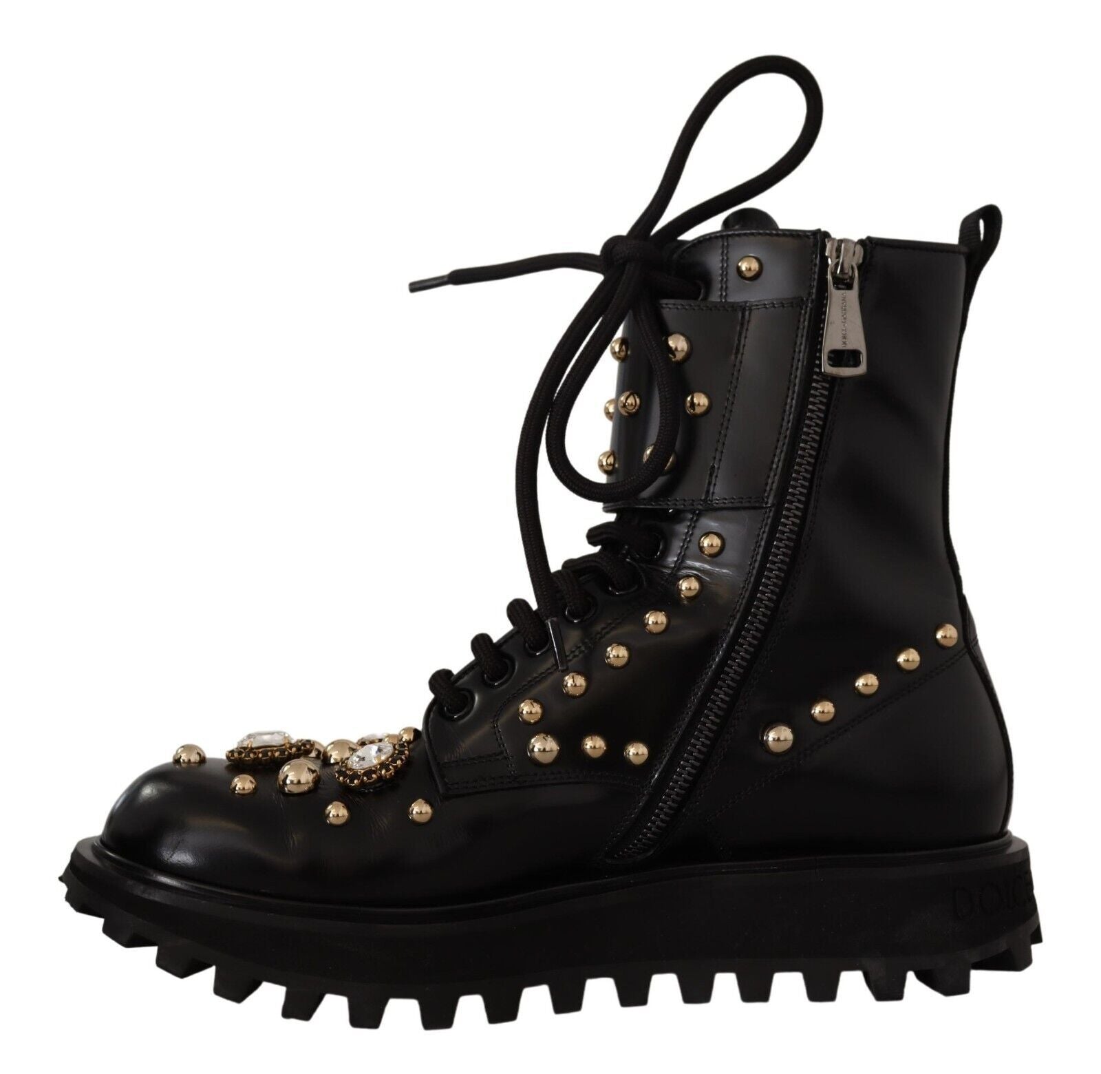 Dolce &amp; Gabbana Bottes formelles noires à clous de cristaux