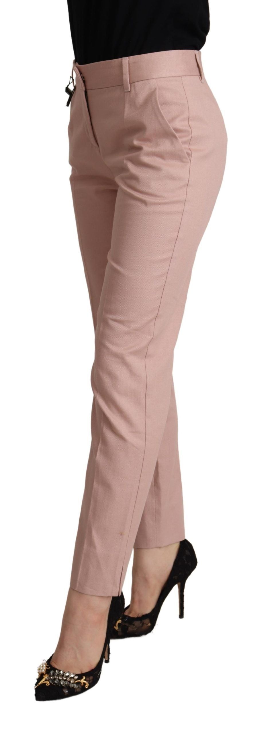 Dolce &amp; Gabbana Pantalon fuselé rose élégant pour un style sophistiqué