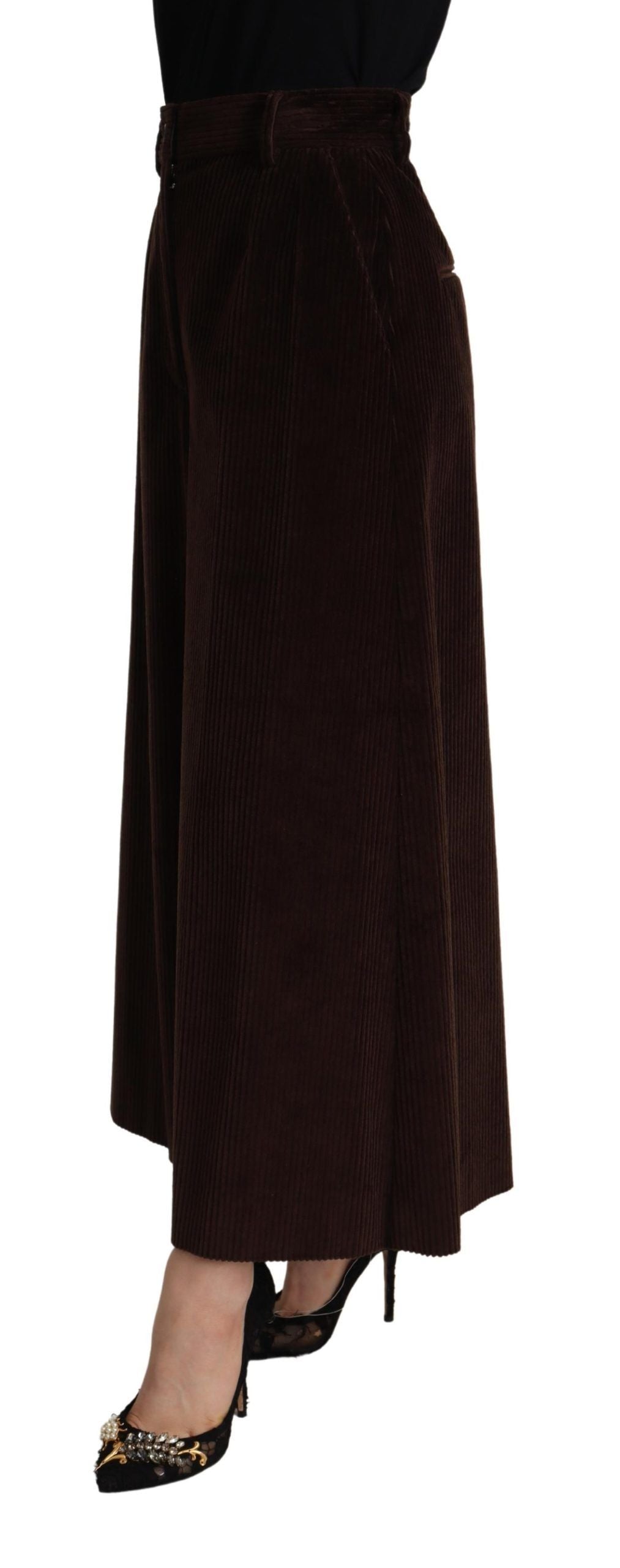 Pantalon en velours côtelé taille haute Dolce &amp; Gabbana Chic Bordeaux