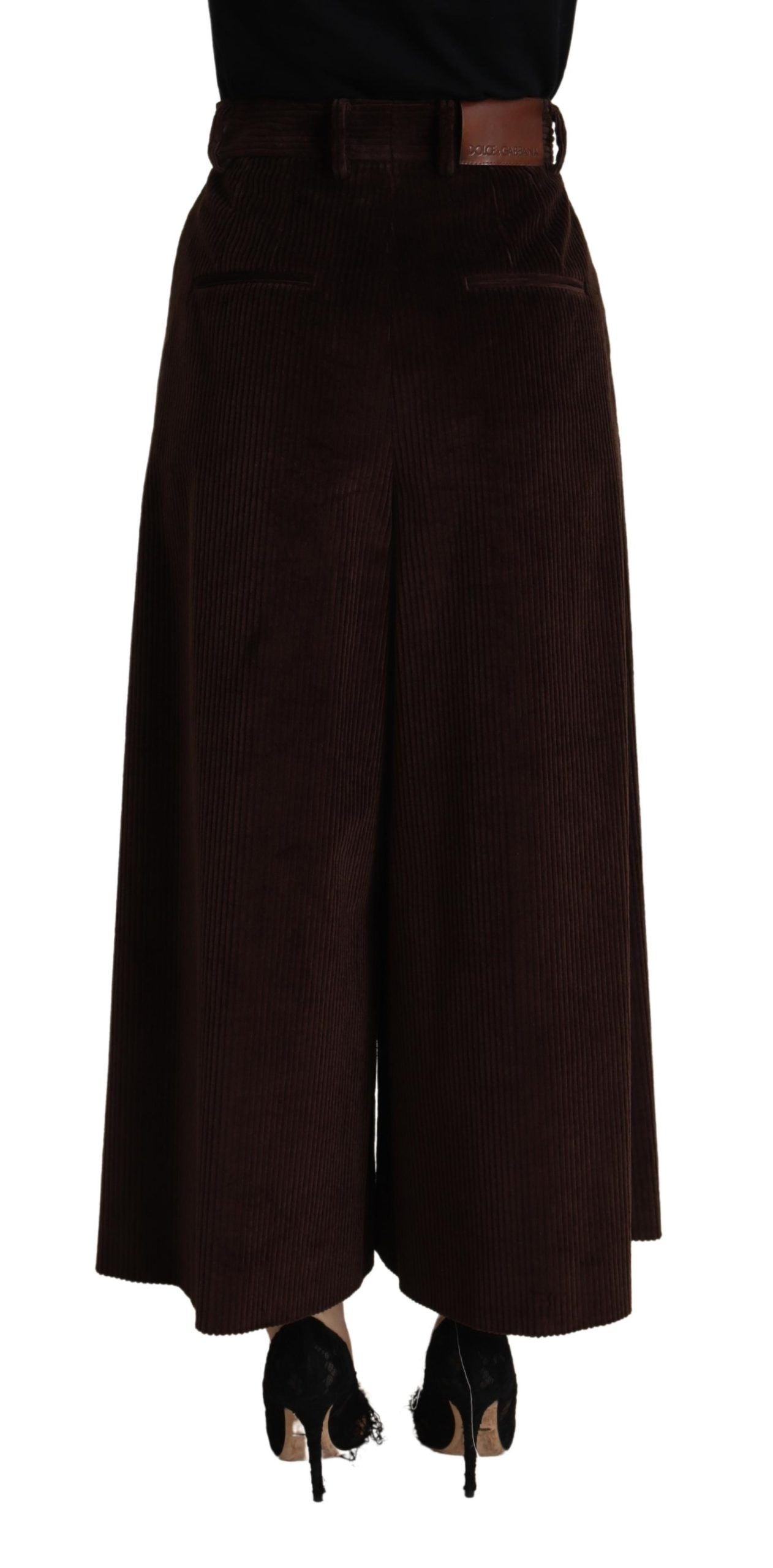 Pantalon en velours côtelé taille haute Dolce &amp; Gabbana Chic Bordeaux