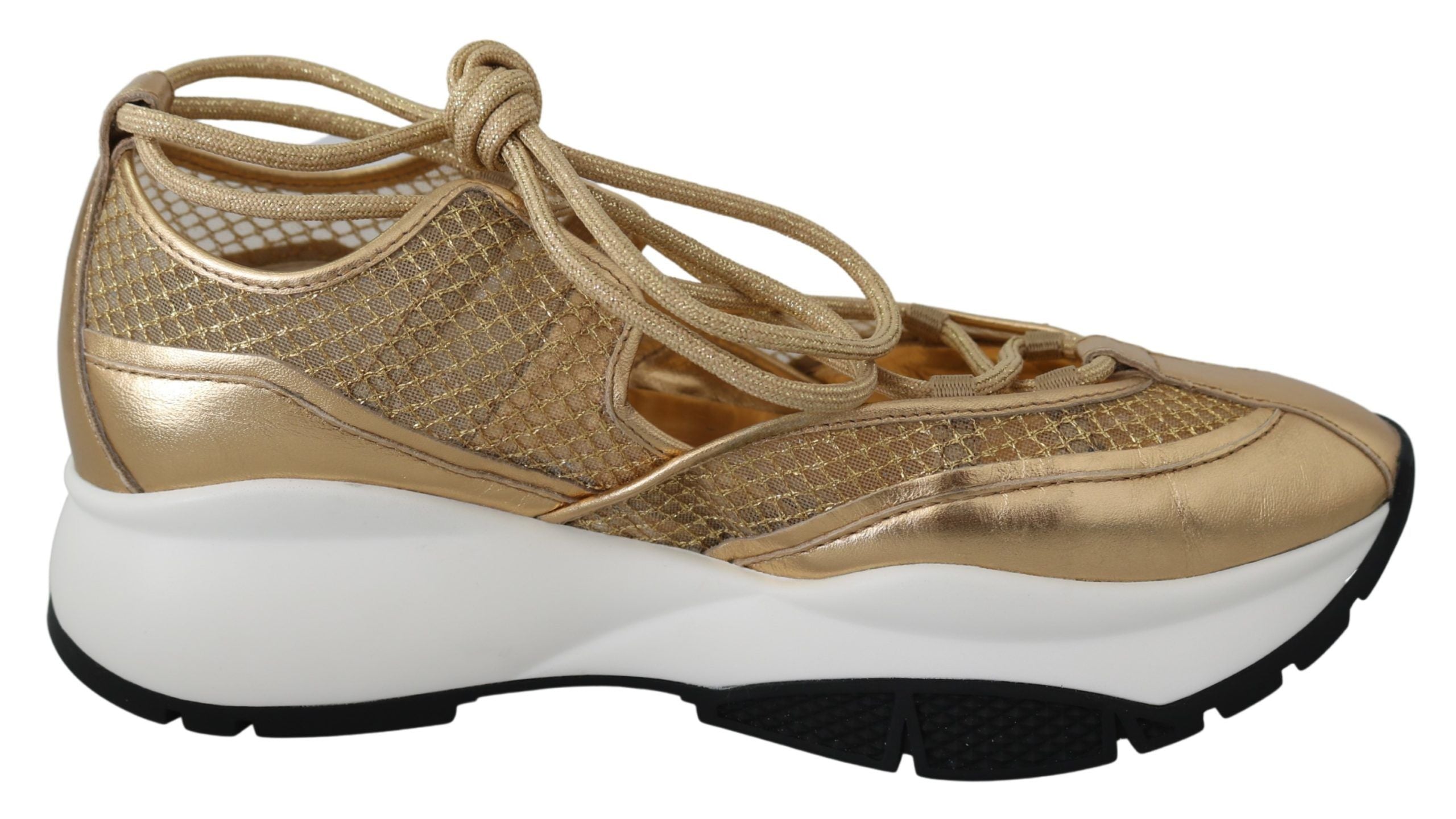 Jimmy Choo Baskets en cuir et maille Golden Glamour