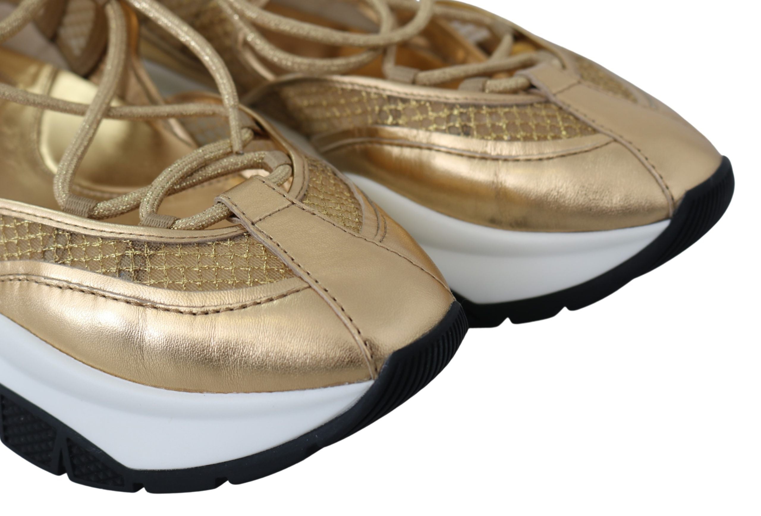 Jimmy Choo Baskets en cuir et maille Golden Glamour