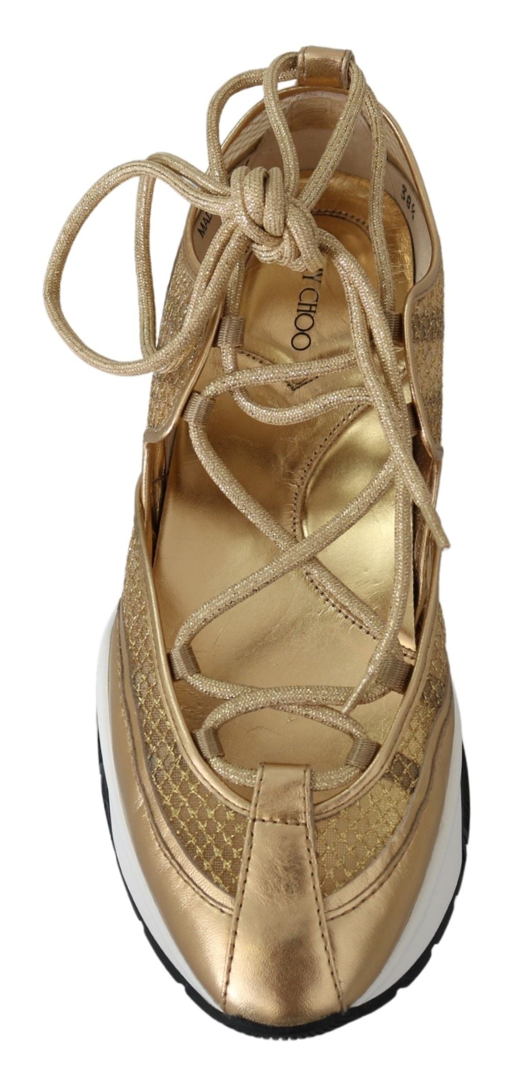 Jimmy Choo Baskets en cuir et maille Golden Glamour