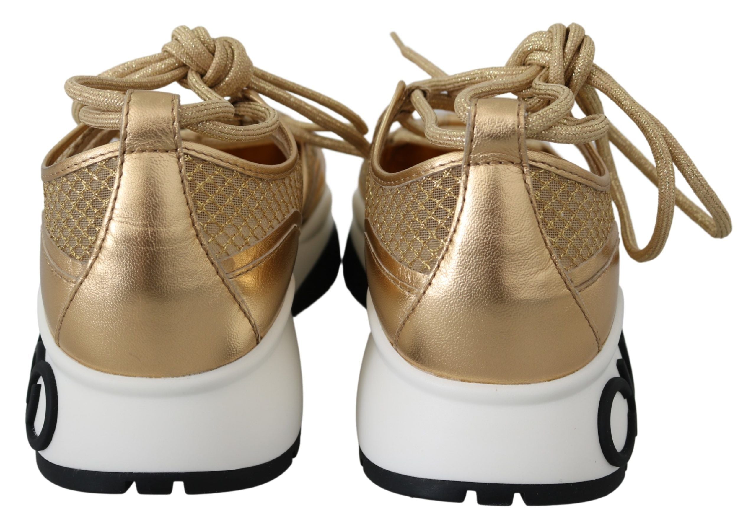 Jimmy Choo Baskets en cuir et maille Golden Glamour