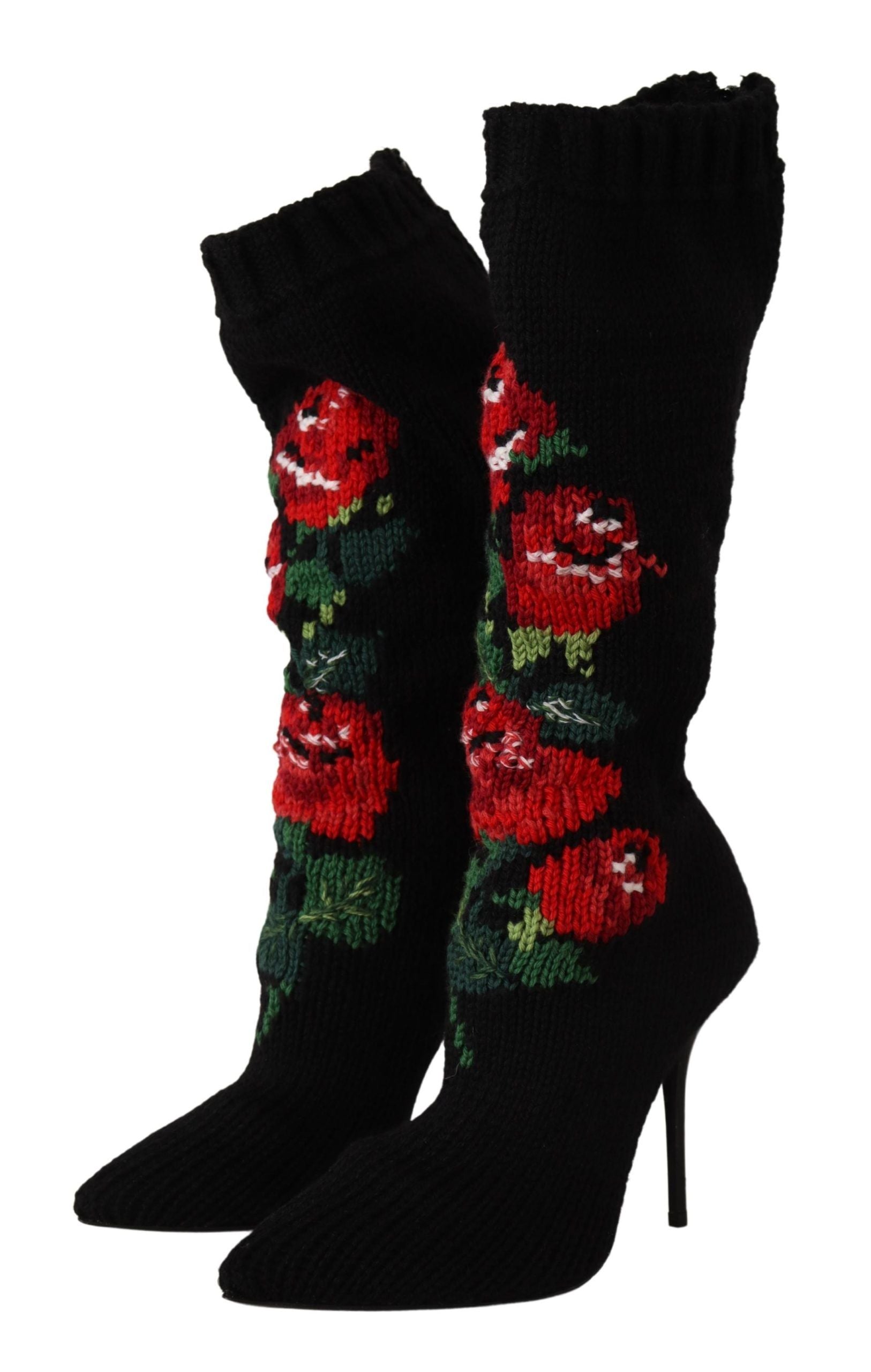 Dolce &amp; Gabbana Bottes chaussettes élégantes avec détail de roses rouges