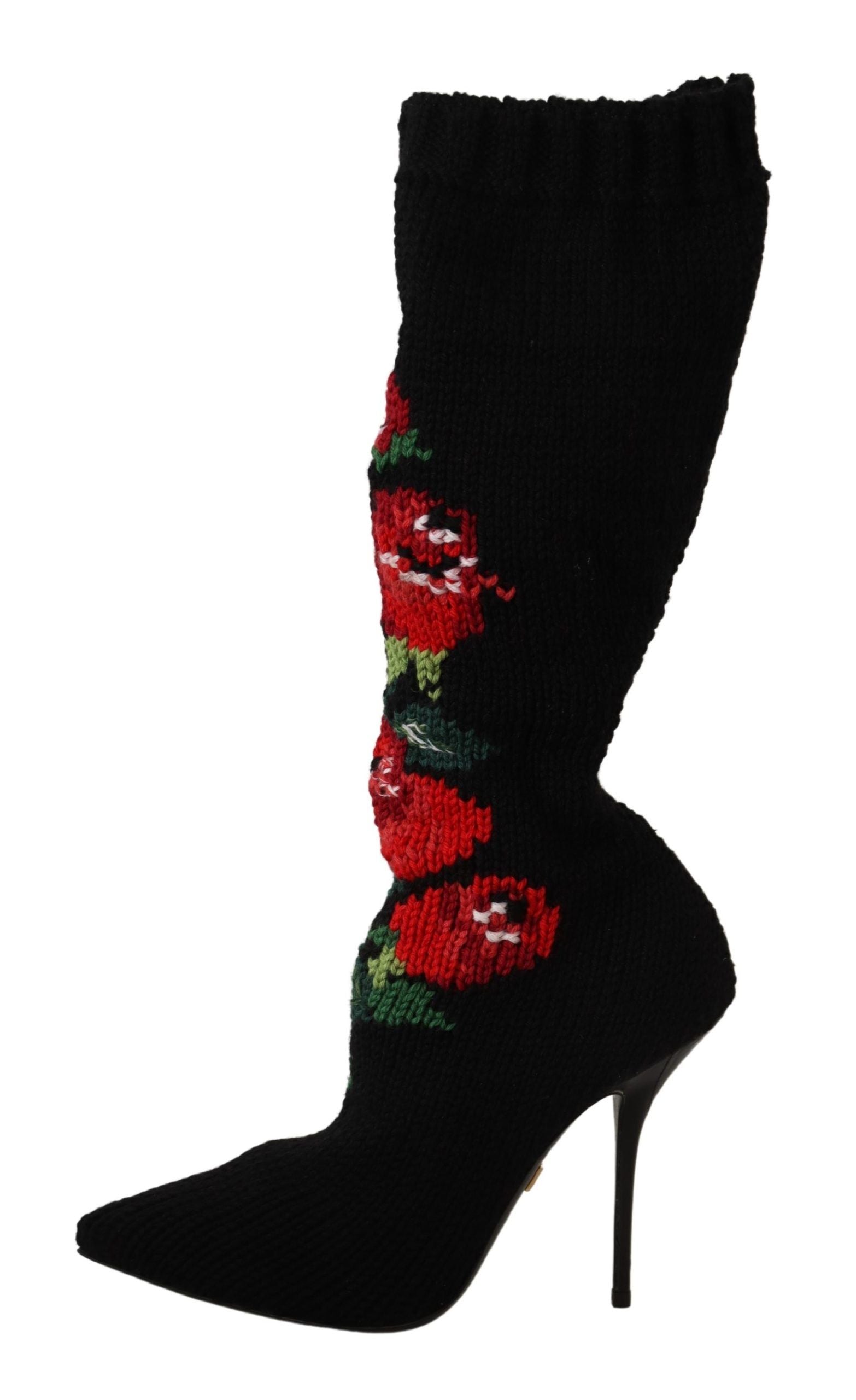 Dolce &amp; Gabbana Bottes chaussettes élégantes avec détail de roses rouges