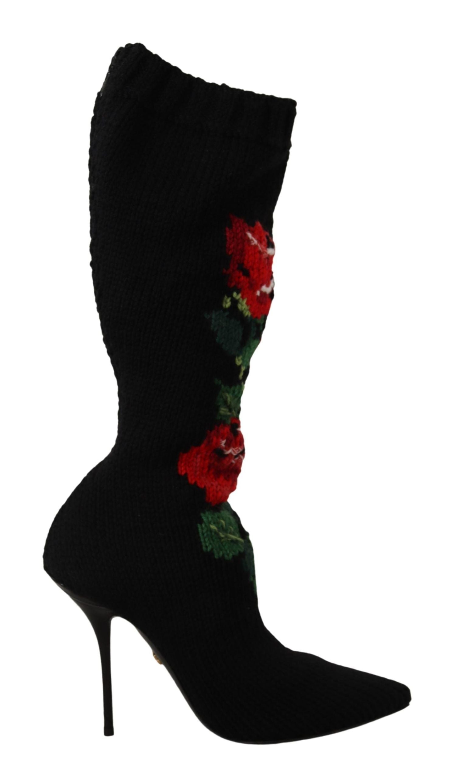 Dolce &amp; Gabbana Bottes chaussettes élégantes avec détail de roses rouges