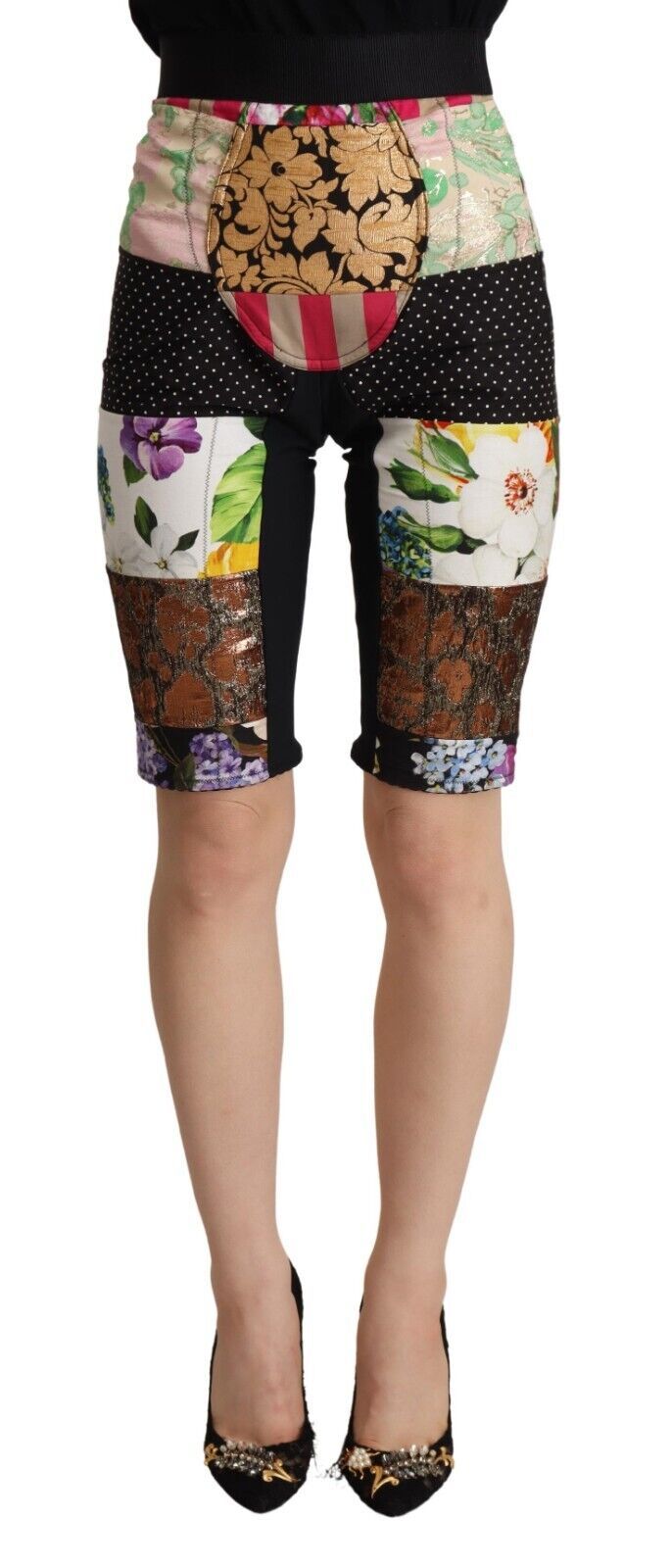 Dolce &amp; Gabbana Pantalon court à fleurs élégant dans des tons violets